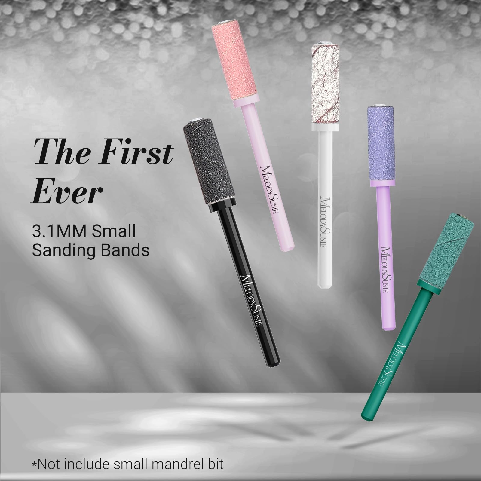 Melodysusie 120 Pcs Nail Drill Bits Small Sanding Bands For 3.1Mm Mandrel Bit, 120 Medium Grit Nail File For Acrylic Nails Gel M