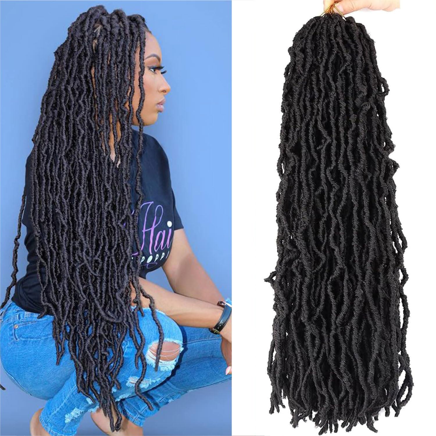 LMZIM 26 Inch Soft Locs Crochet Hair 7 Packs Faux Locs Crochet Hair Pre Looped Goddess Locs Crochet Braids Hair For Black Women 