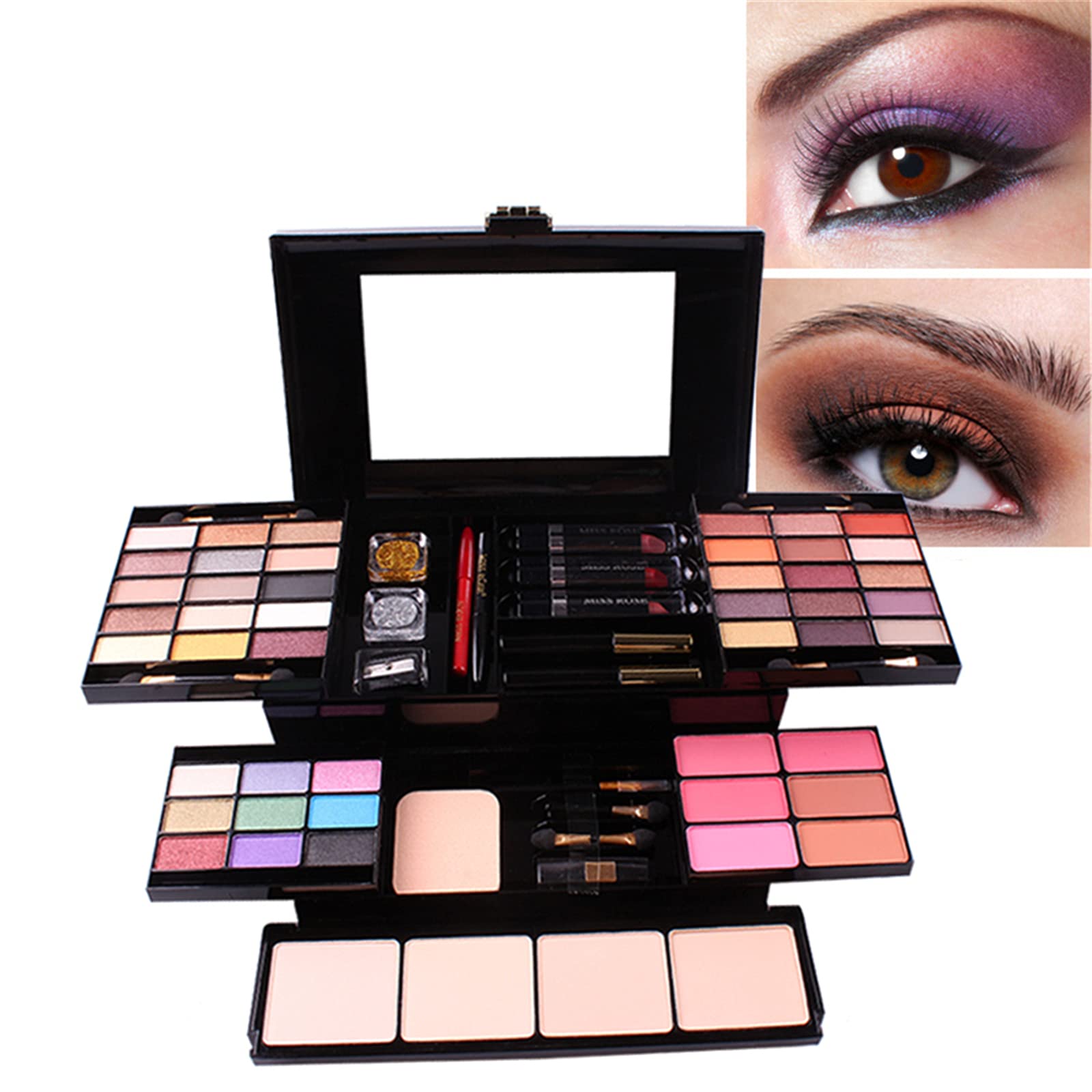Pure Vie 54 Color All-In-One Holiday Gift Makeup Set Cosmetic Essential Starter Bundle Include Eyeshadow Palette Lipstick Concea