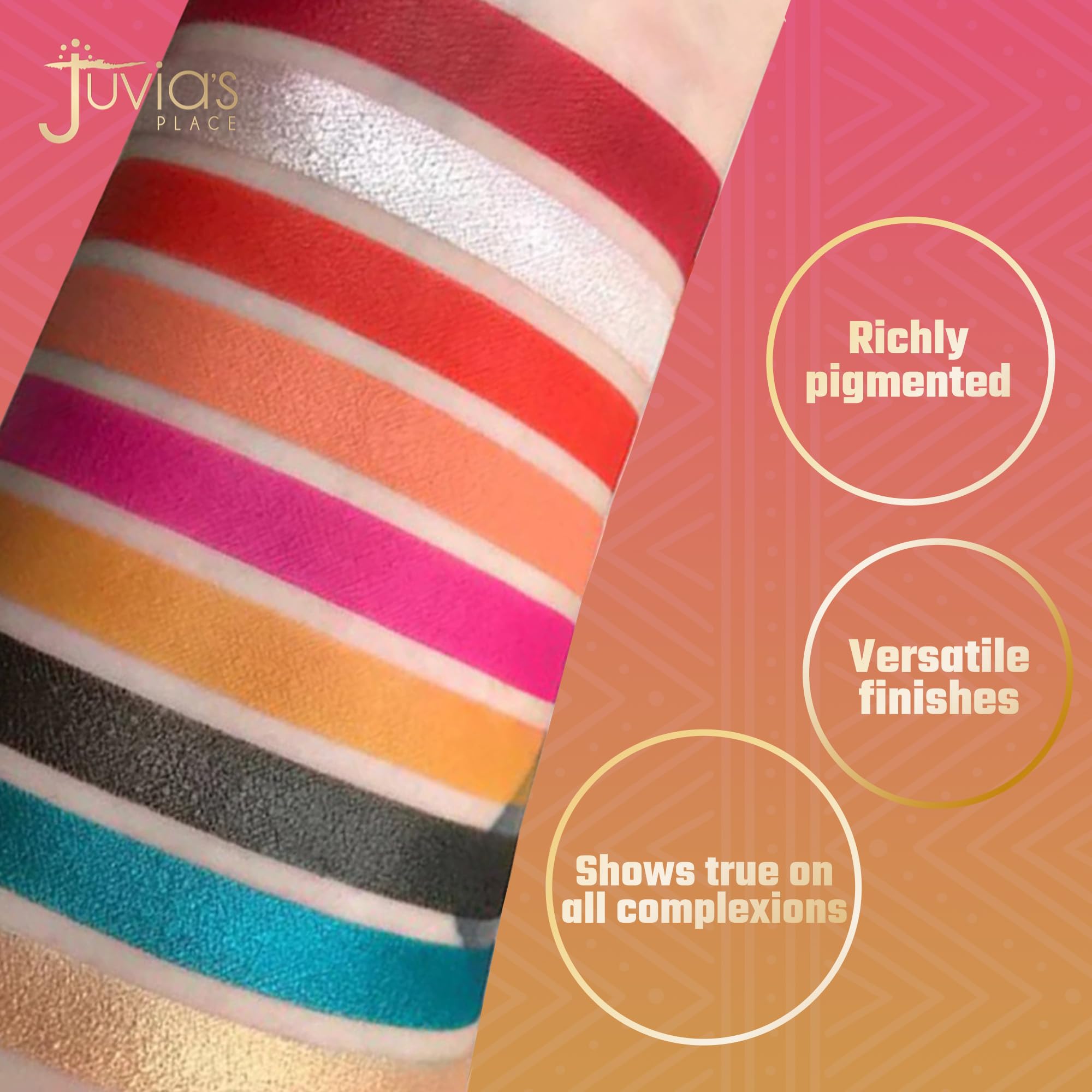 Juvia's Place Festival Palette - Bold Coral & Red Shades, 9 Pigmented Colors, 1 Count
