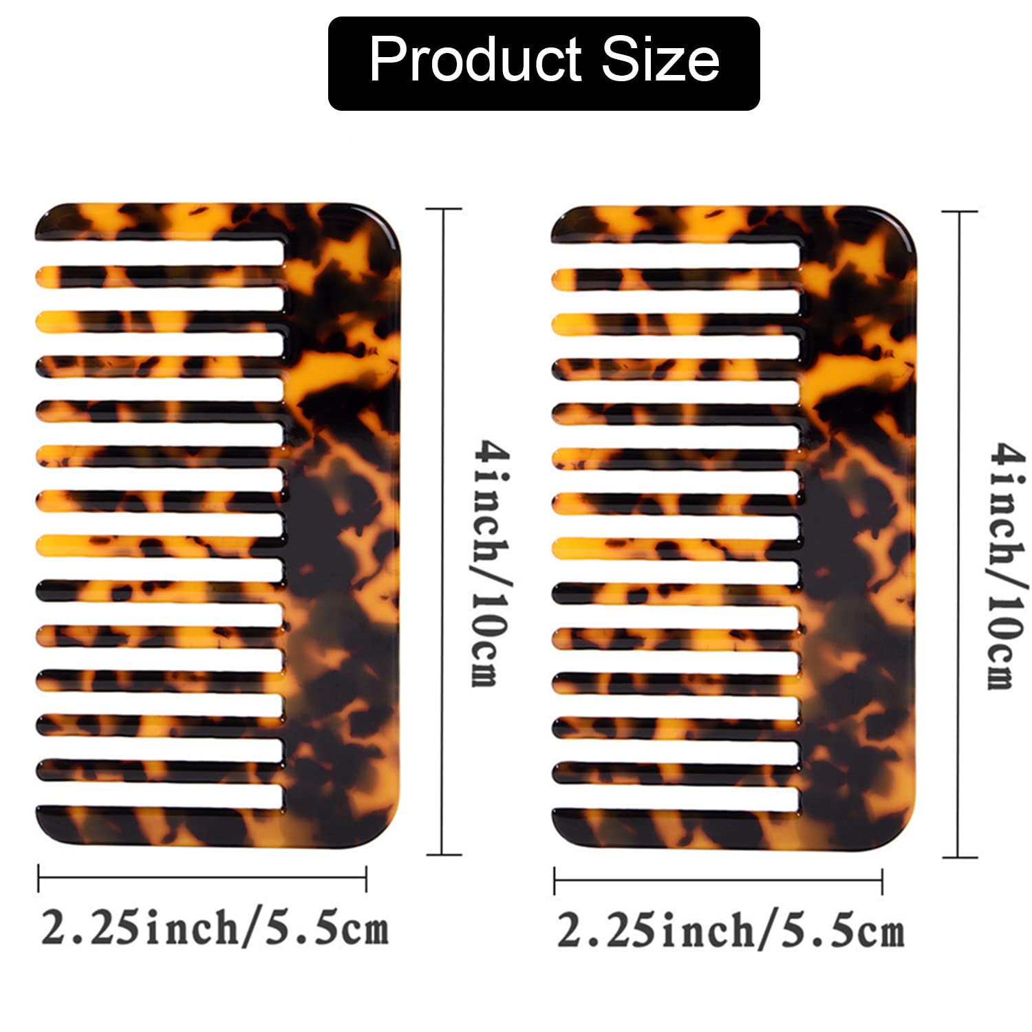 Fsmiling Hair Detangling Comb, Small Travel Purse Wide Tooth Pocket Comb For Thick Curly Wavy Hair, Acetate Hair Detangler Comb