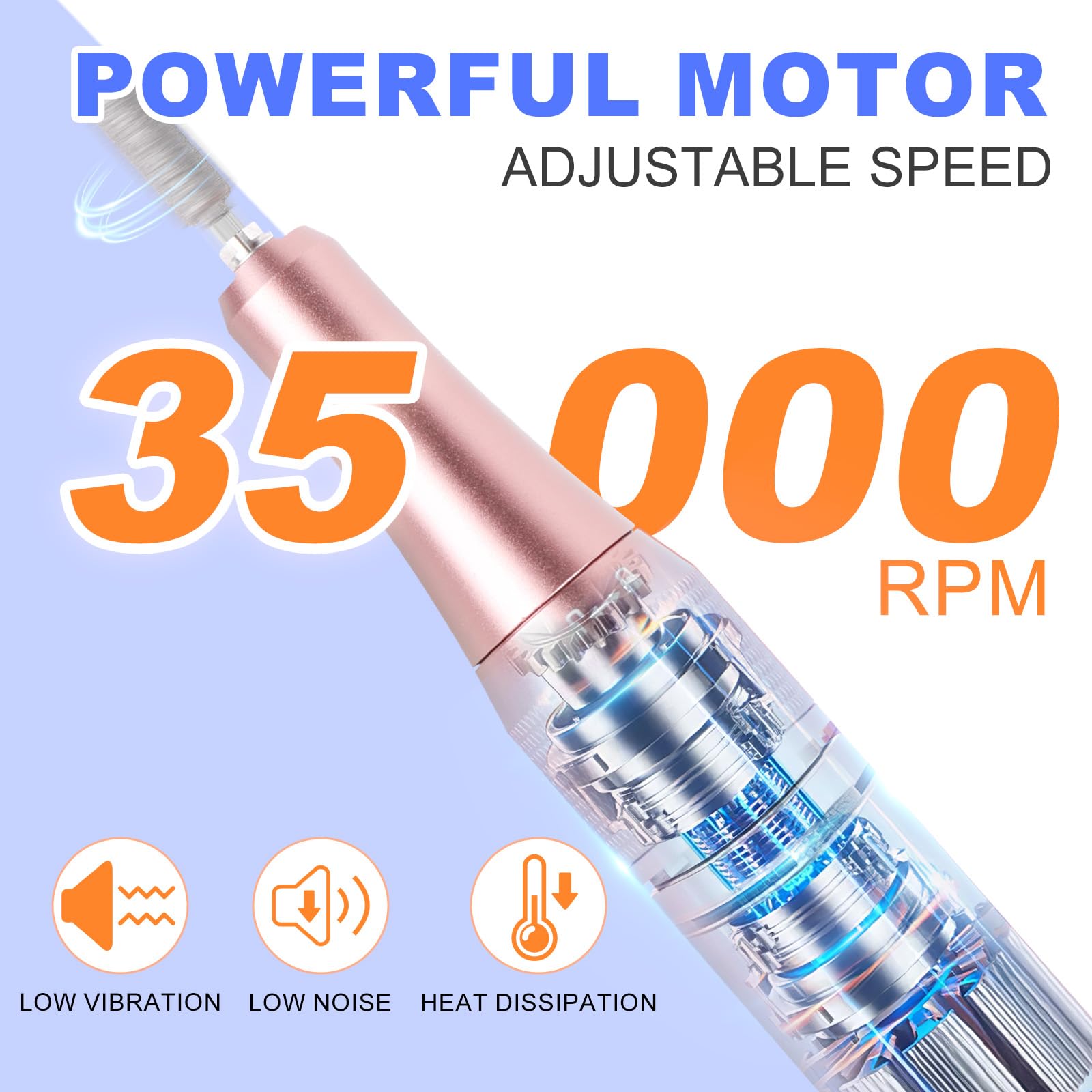 Mekk Rechargeable Nail Drill Cordless Nail Drill Machine 35000Rpm Nail Drill For Acrylic Nails,Professional Nail Drill Kit With