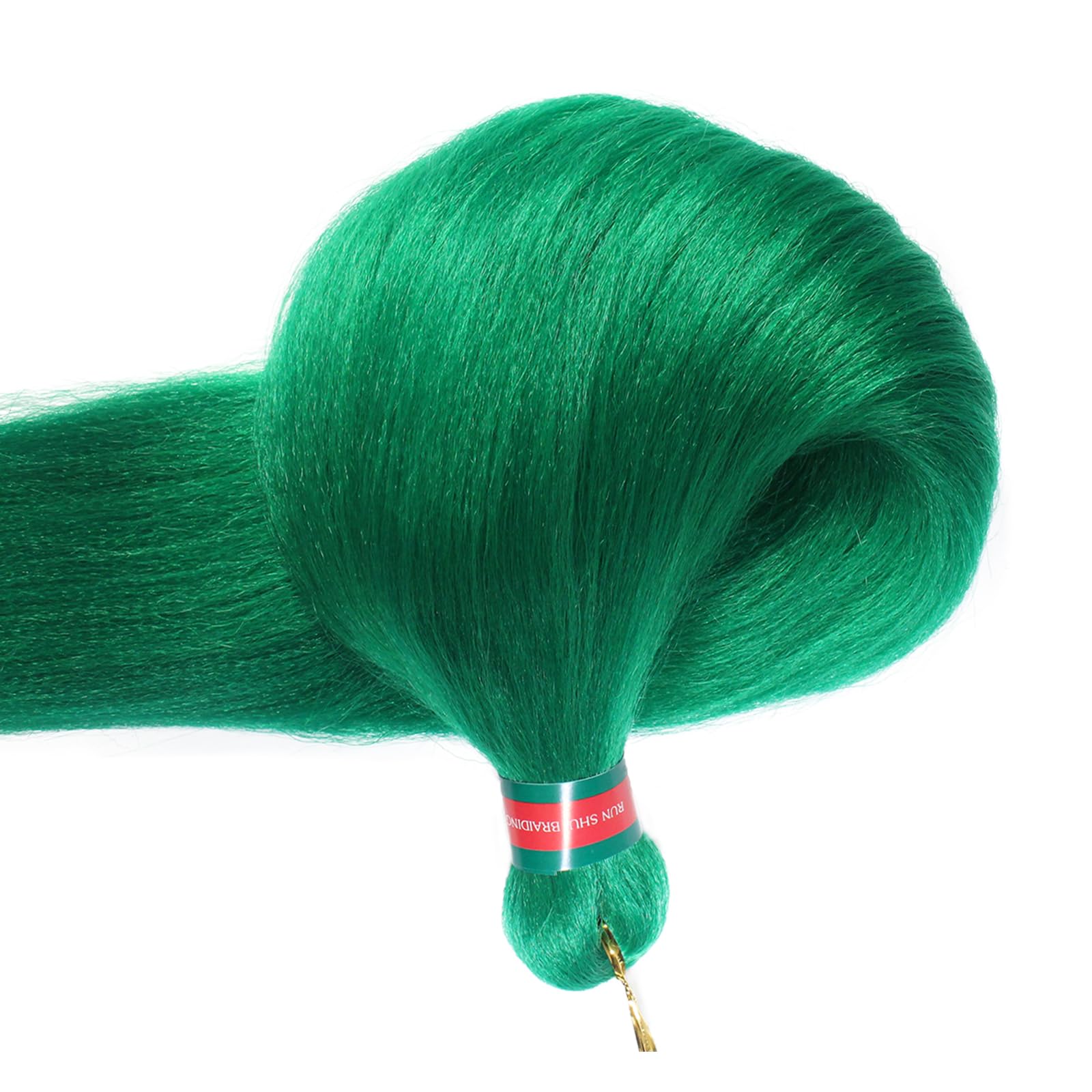 Green+Light Green Pre Stretched Braiding Hair 2 Packs Pre Feathered Braid Hair Extensions 30 Inches Kanekalon Hair Braids