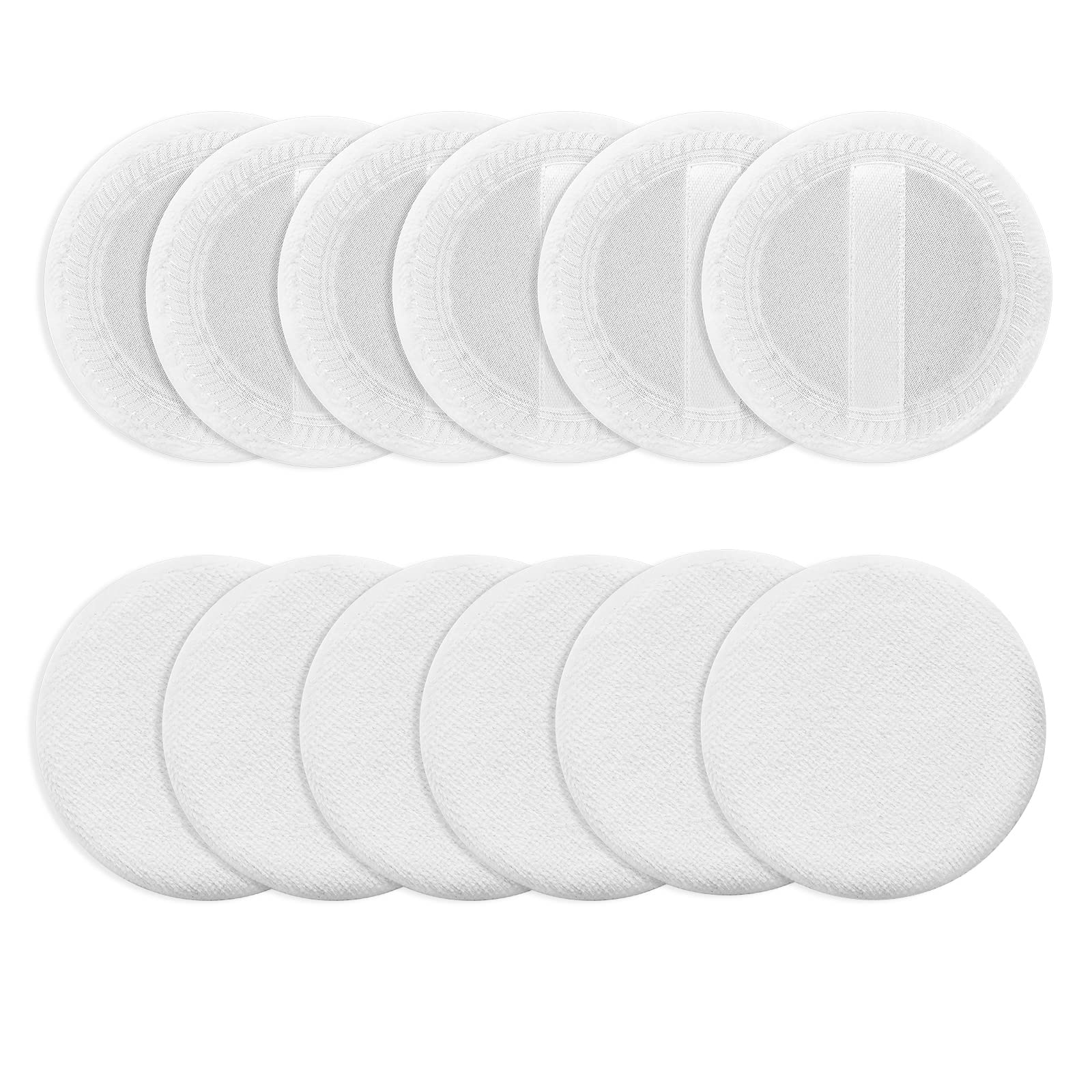 WLLHYF 12PCS Makeup Powder Puffs Pink Cotton Powder Puffs Round Powder Puff for Makeup Face Powder Velour Puffs for Loose Powder