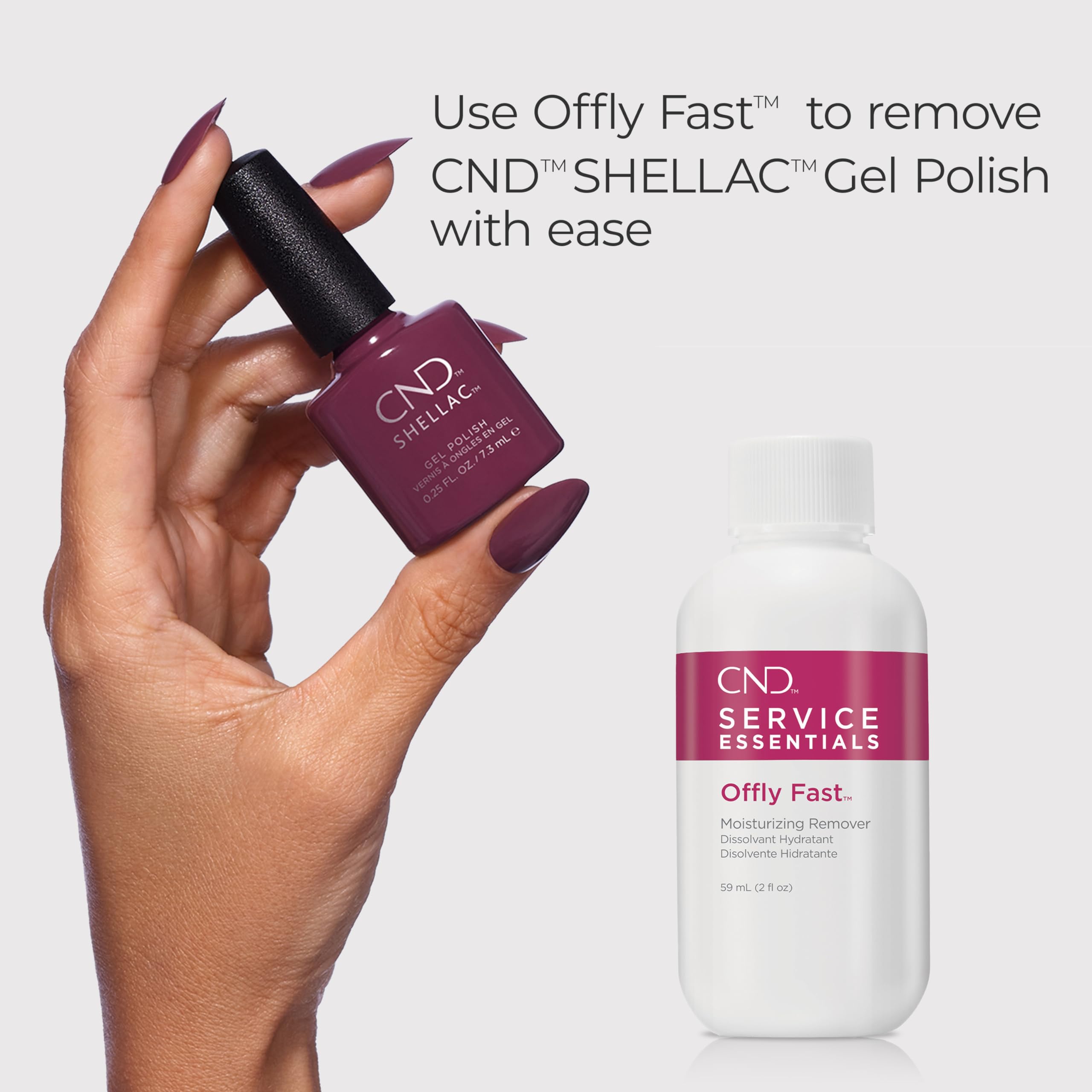 CND Offly Fast Moisturizing Remover with Macadamia & Vitamin E Oils, 2.0 Fl Oz - Safely Removes CND Shellac & Vinylux Polish, Clear