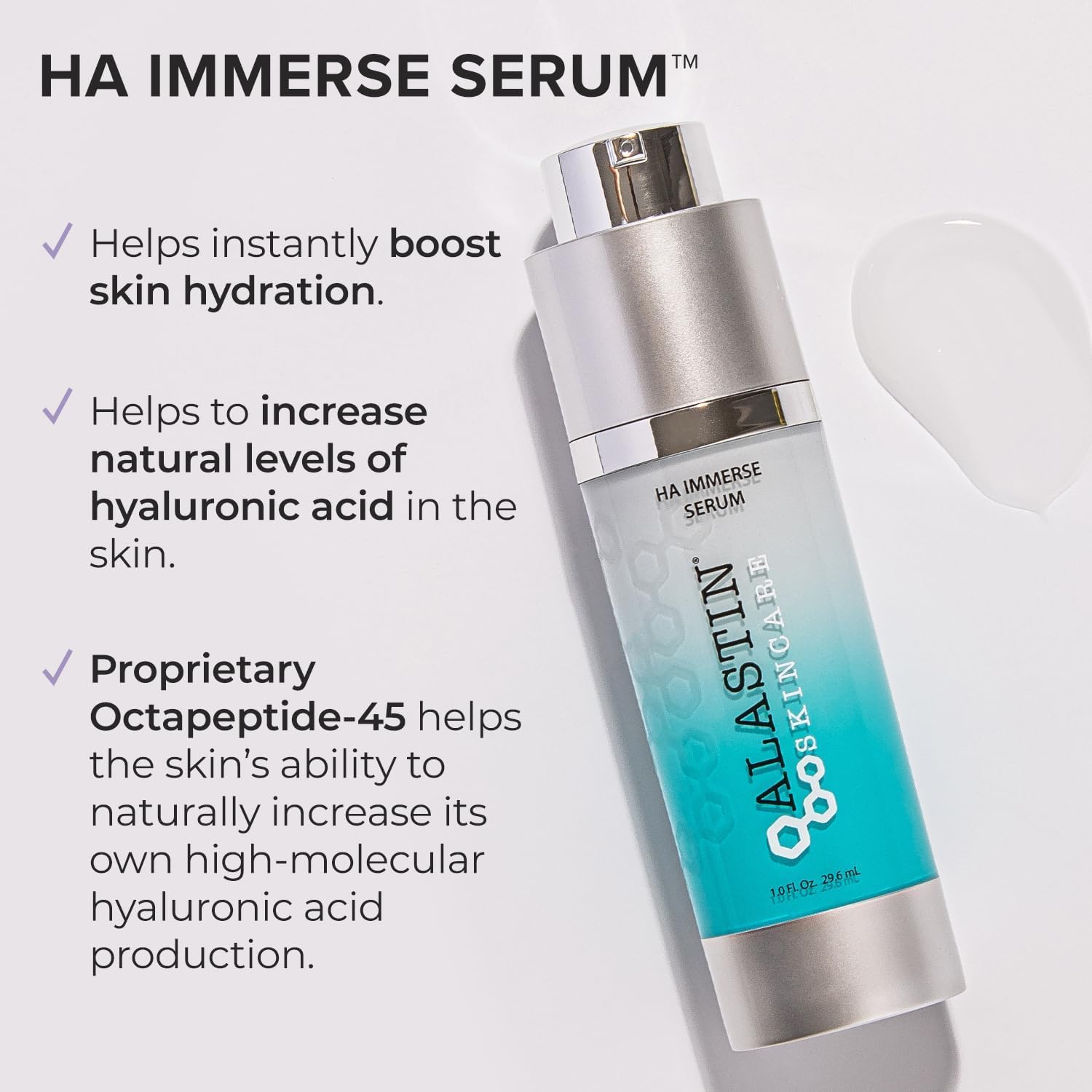 ALASTIN Skincare Hyaluronic Acid HA IMMERSE Moisturizing Face Serum (1 oz) | Restorative Serum Combats Dry, Dehydrated Skin | Fo