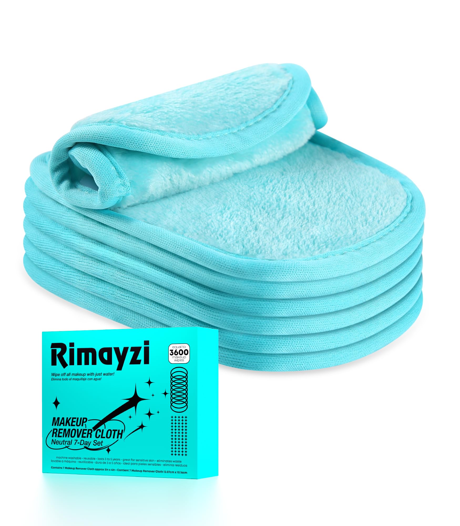 Makeup Remover Cloth 7 Packs, Skin Friendly Makeup Remover Pads for All Skin Types, Washable & Reusable Cleansing Cloth, Remove 
