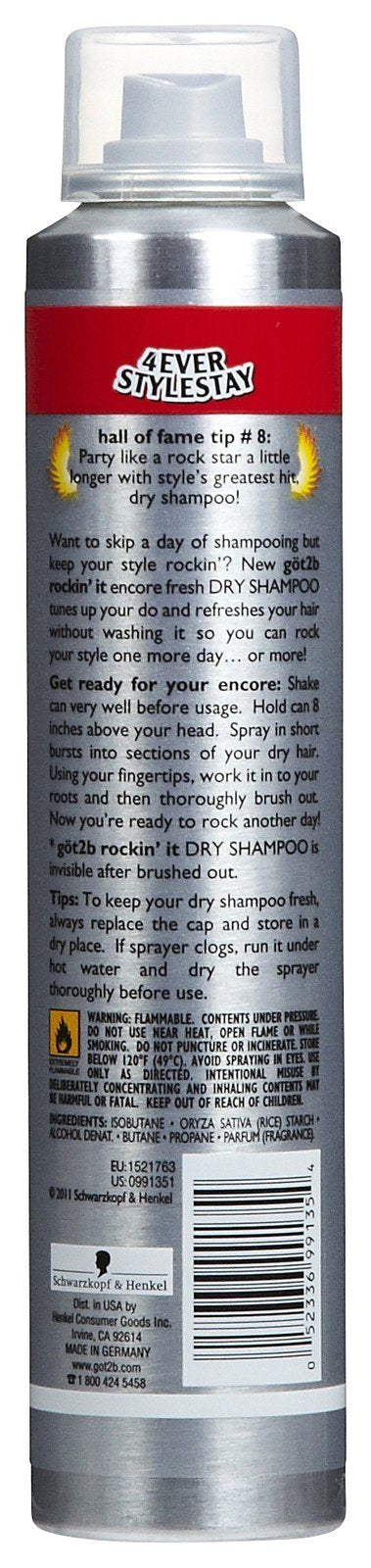 Got2b Rockin' It Encore Fresh Dry Shampoo 4.3 Oz