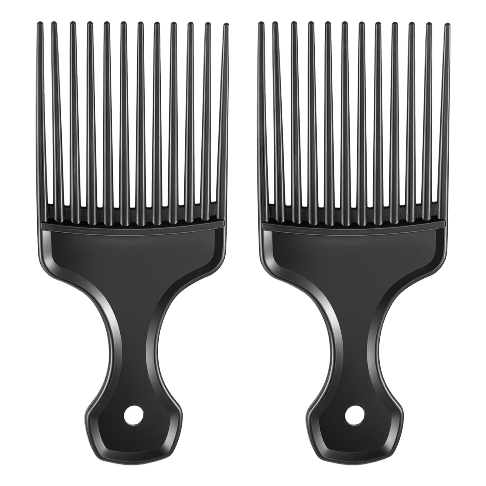 2 Pcs Black WideTooth Afro Lift Combs, Plastic WideTooth Detangling Lifting Comb Plastic Afro Pick for Hair Styling