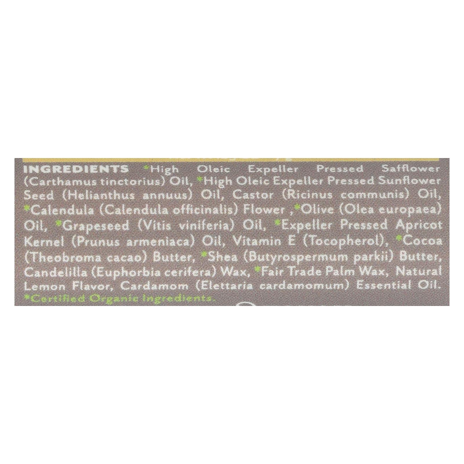 Soothing Touch Lemon Cardamom Vegan Lip Balm , .25 oz (85% Organic) (Case of 12)