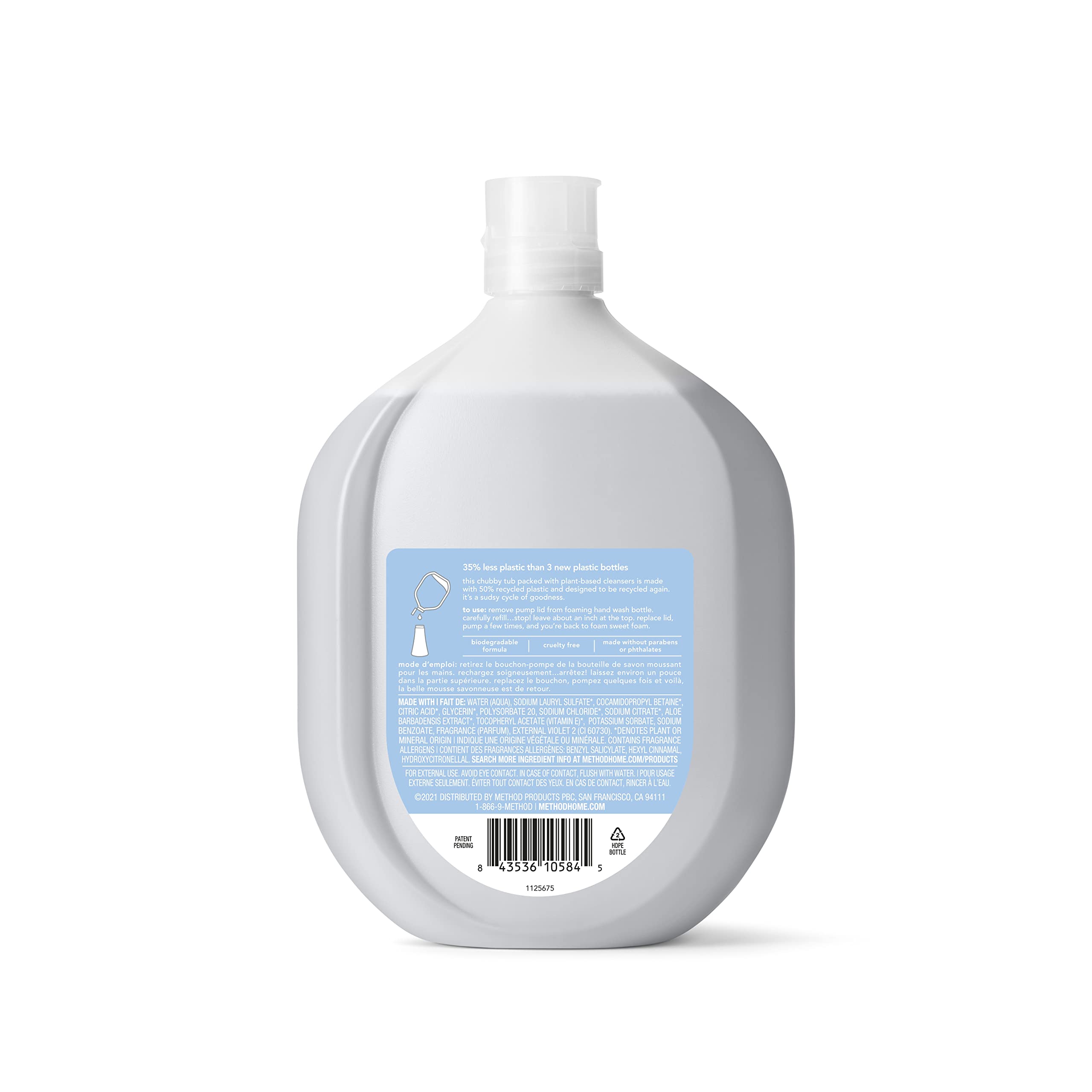 Method Foaming Hand Soap Refill, Sweet Water, Recyclable Bottle, Biodegradable Formula, 28 Fl Oz (Pack Of 4)