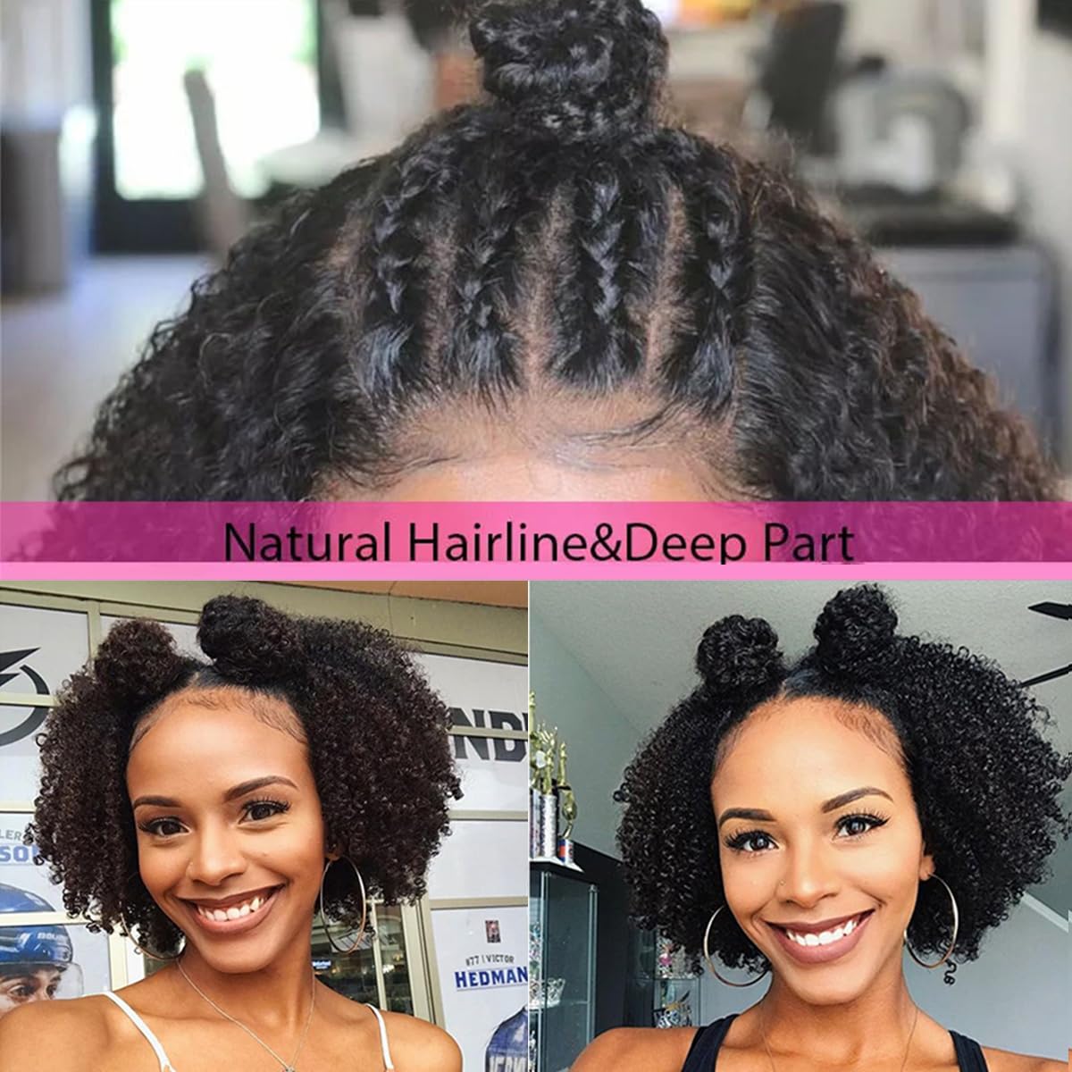 16 Inch Bob Wig Human Hair Afro Kinky Curly 13X4 Frontal Lace Wig Human Hair 180 Density Glueless Wig Human Hair Pre Plucked Wit