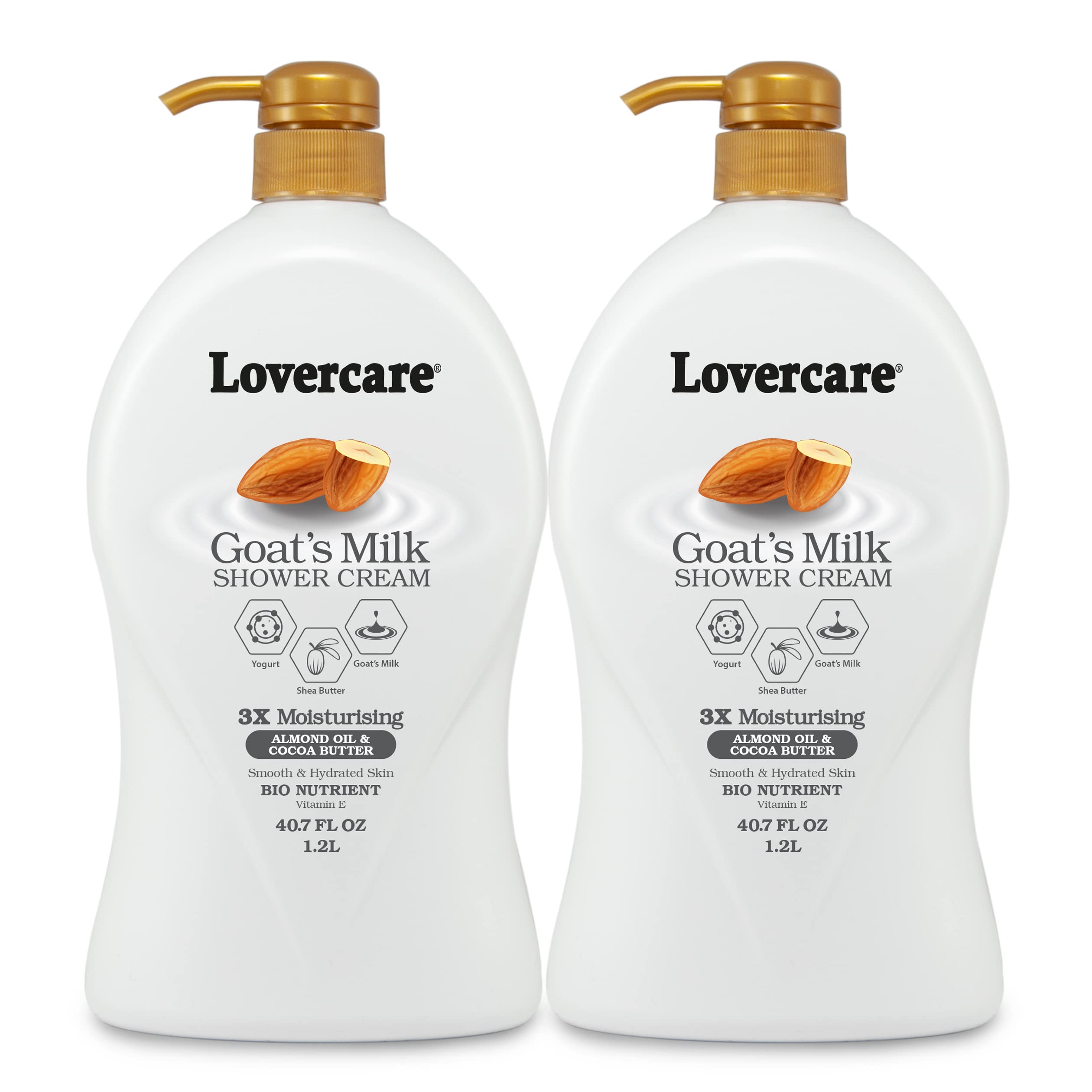 Lover'S Care Goat'S Milk Moisturizing Body Wash Shower Cream Almond Oil & Cocoa Butter 40.7 Fl.Oz - 2-Pack