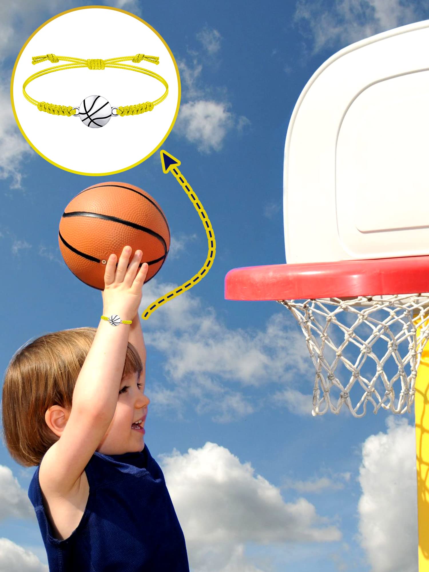 Jadive 20 Pieces Basketball Charm Bracelets Adjustable Basketball Braided Bracelets Cord Player Gifts Rope Bracelet Ideal Souven