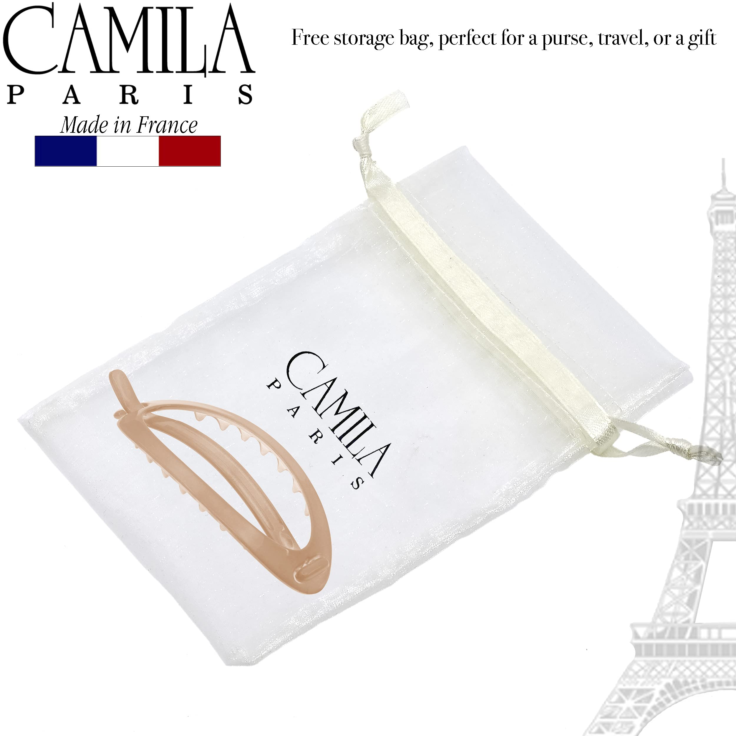 Camila Paris Cp2320 French Hair Barrette Clip, Flexible Ponytail Holder No Metal Parts, Strong Hold Grip Hair Clips For Women, N