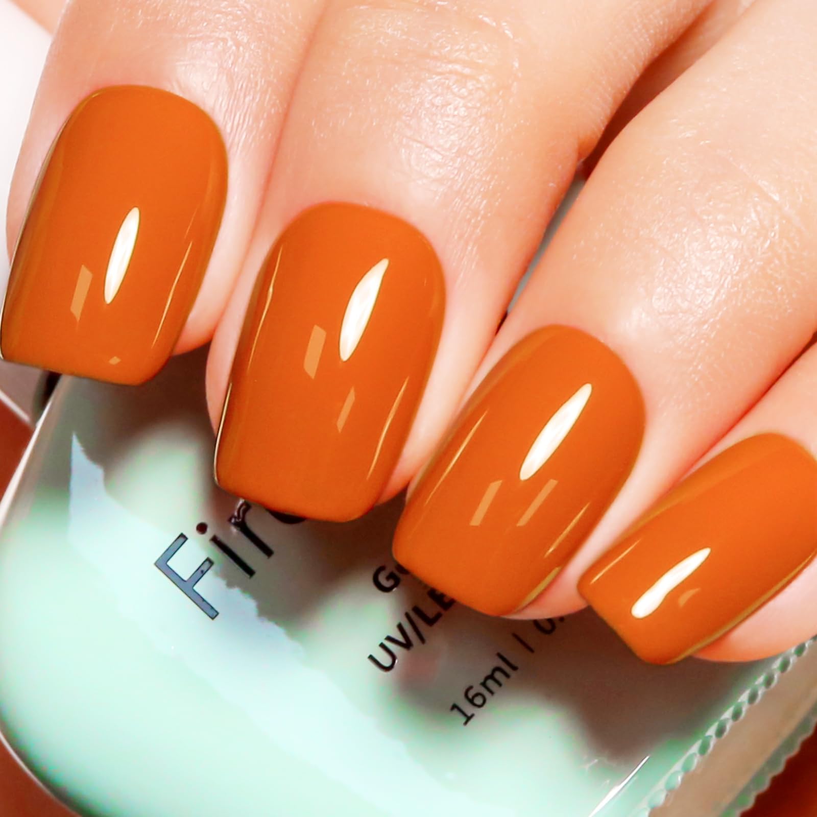 Firedeep Neon Orange Gel Nail Polish Orange Nail Polish UV/LED Soak Off Gel Polish for Autumn and Halloween 0.54 Fl Oz 1Pcs