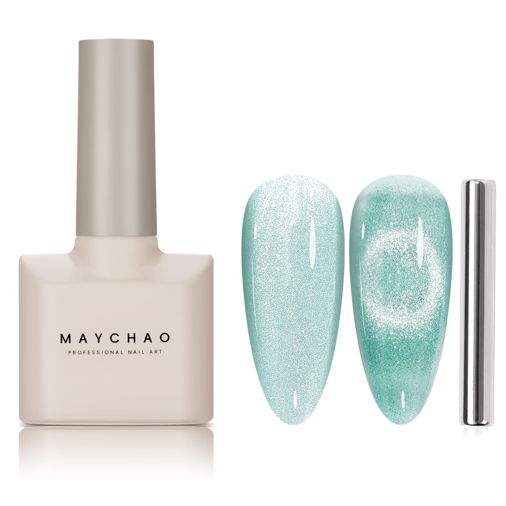 Maychao 15Ml Cat Eye Gel Nail Polish 1Pc Cyan Gel Polish With Magnet Soak Off Holographic Magnetic Nail Polish For Nail Art Mani