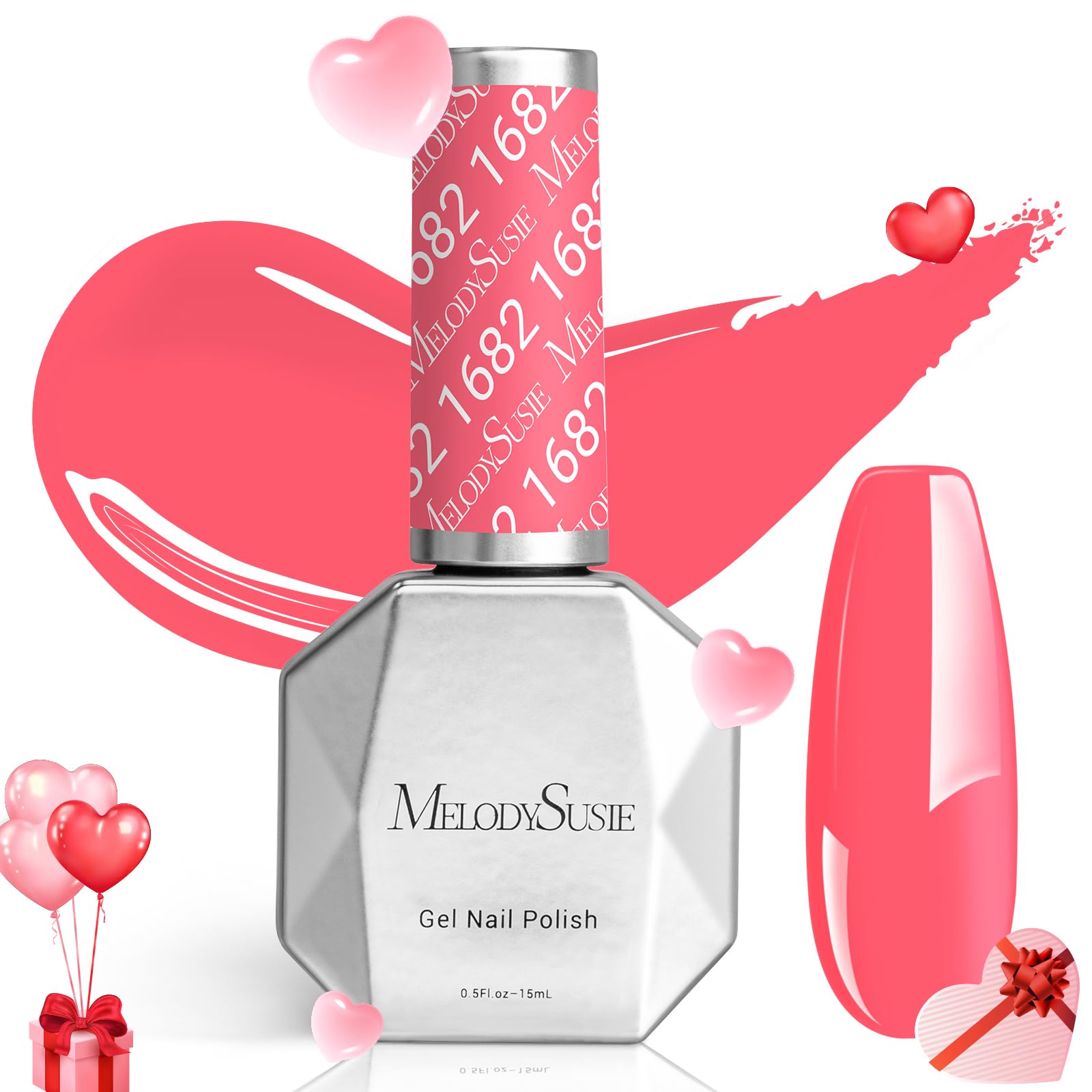 MelodySusie Pink Gel Nail Polish,0.5fl oz Cranberry Pink Nails Soak Off UV LED Pink Gel Polish Gift for Women Nail Art Manicure 