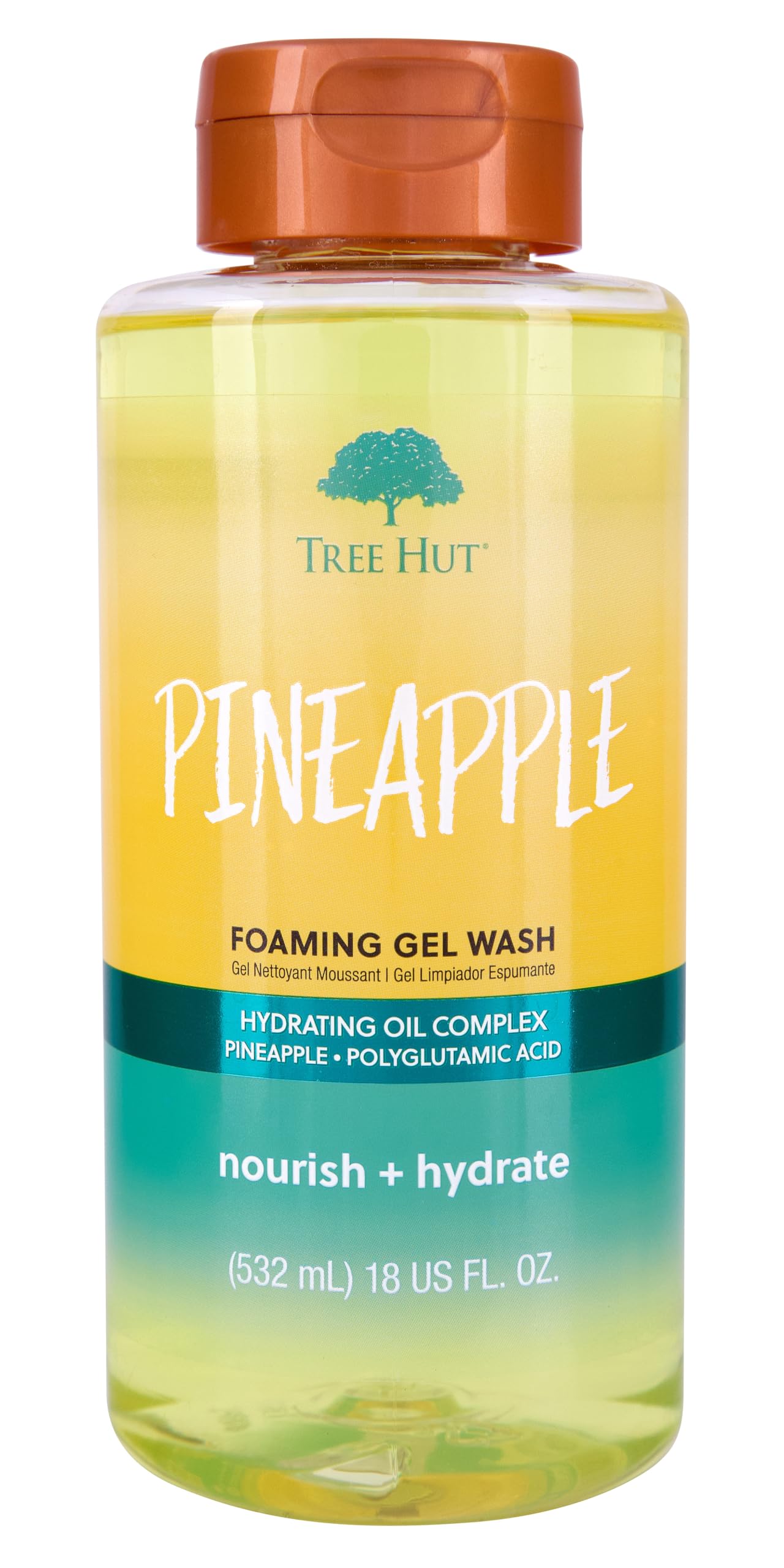 Tree Hut Pineapple Hydrating & Moisturizing Foaming Gel Wash, 18 oz.