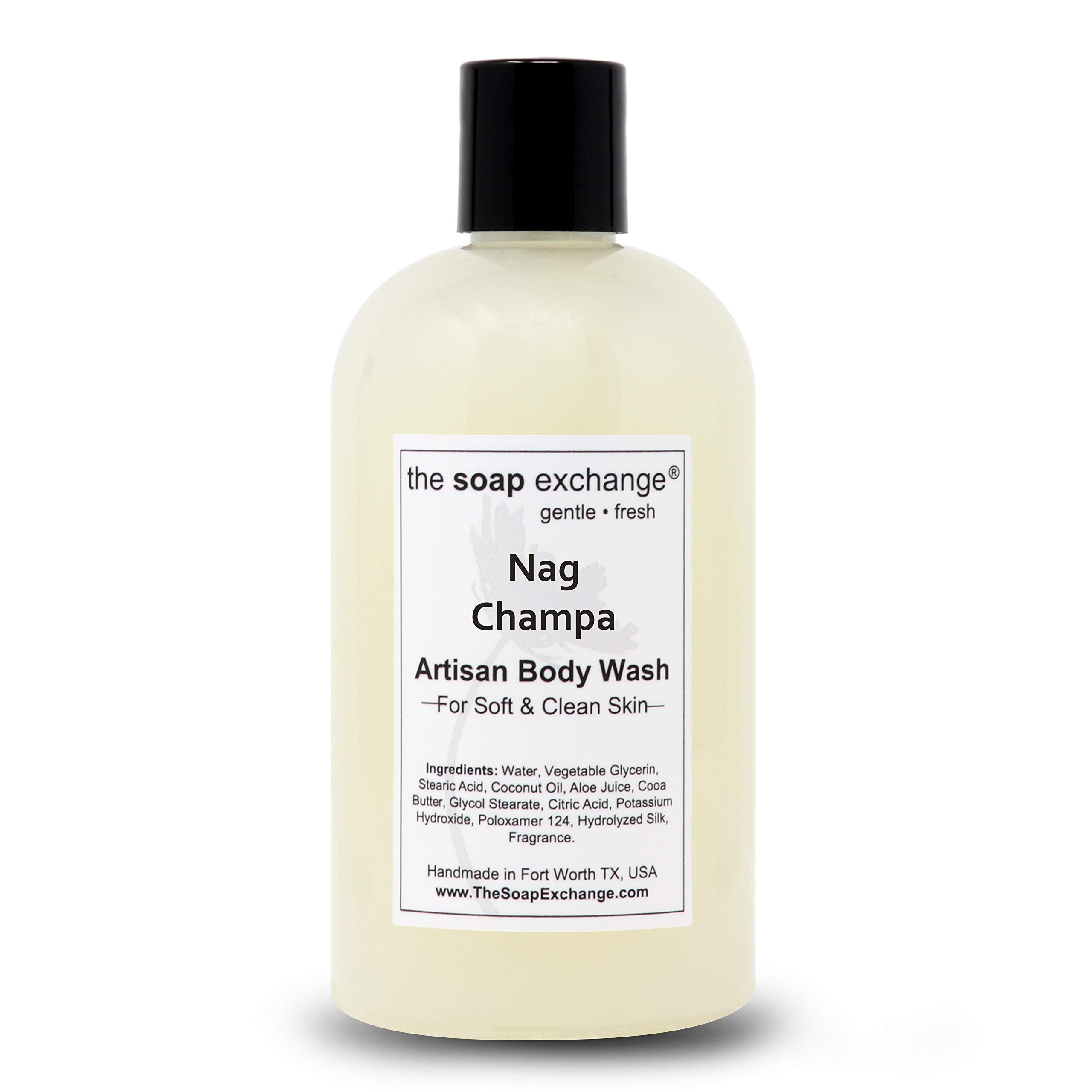 The Soap Exchange Body Wash - Nag Champa Scent - Hand Crafted 12 Fl Oz / 354 Ml Natural Artisan Liquid Soap For Hand, Face & Bod