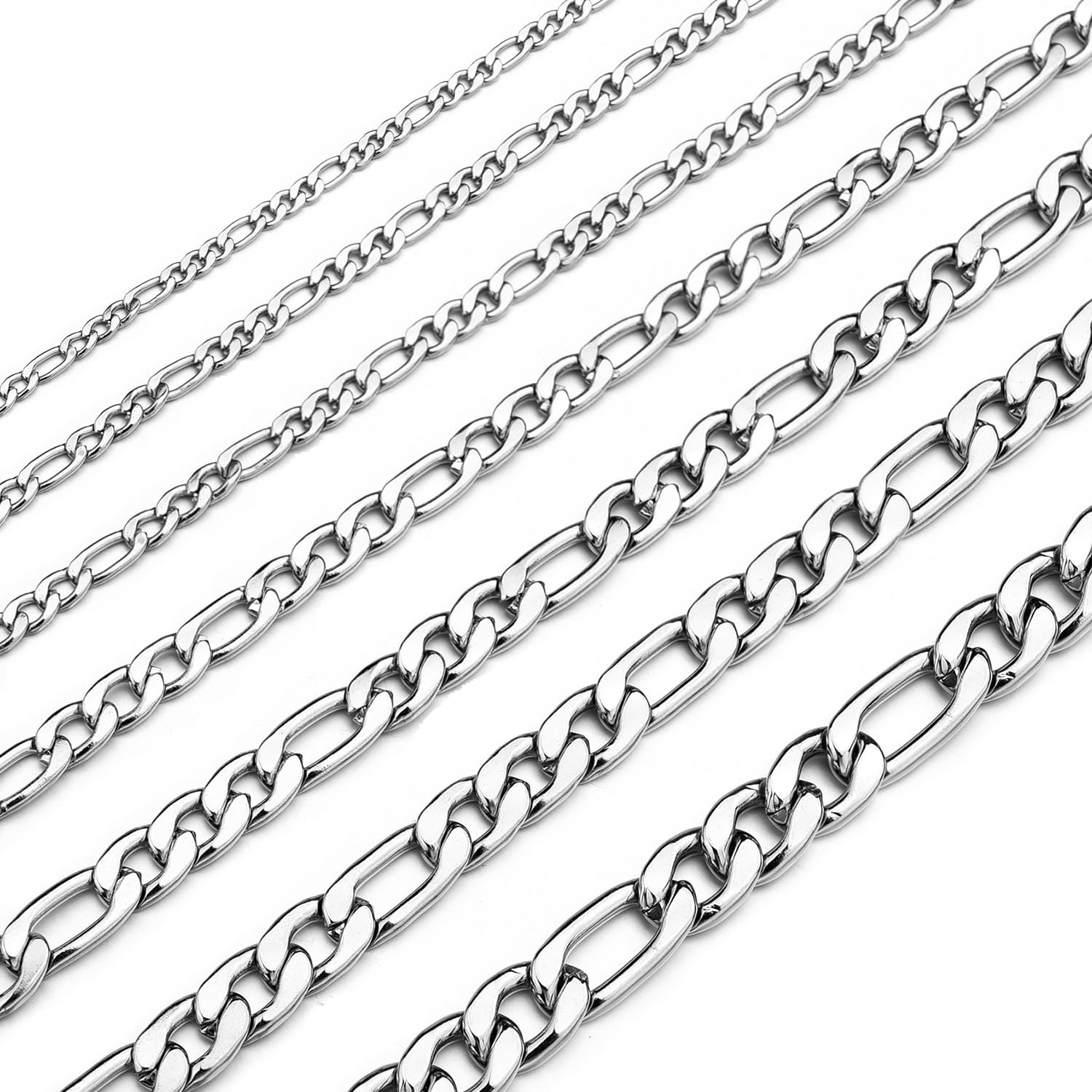 Monily 20 Inches Figaro Chain Necklace for Men 6.5MM Stainless Steel Figaro Link Chain for Mens Women