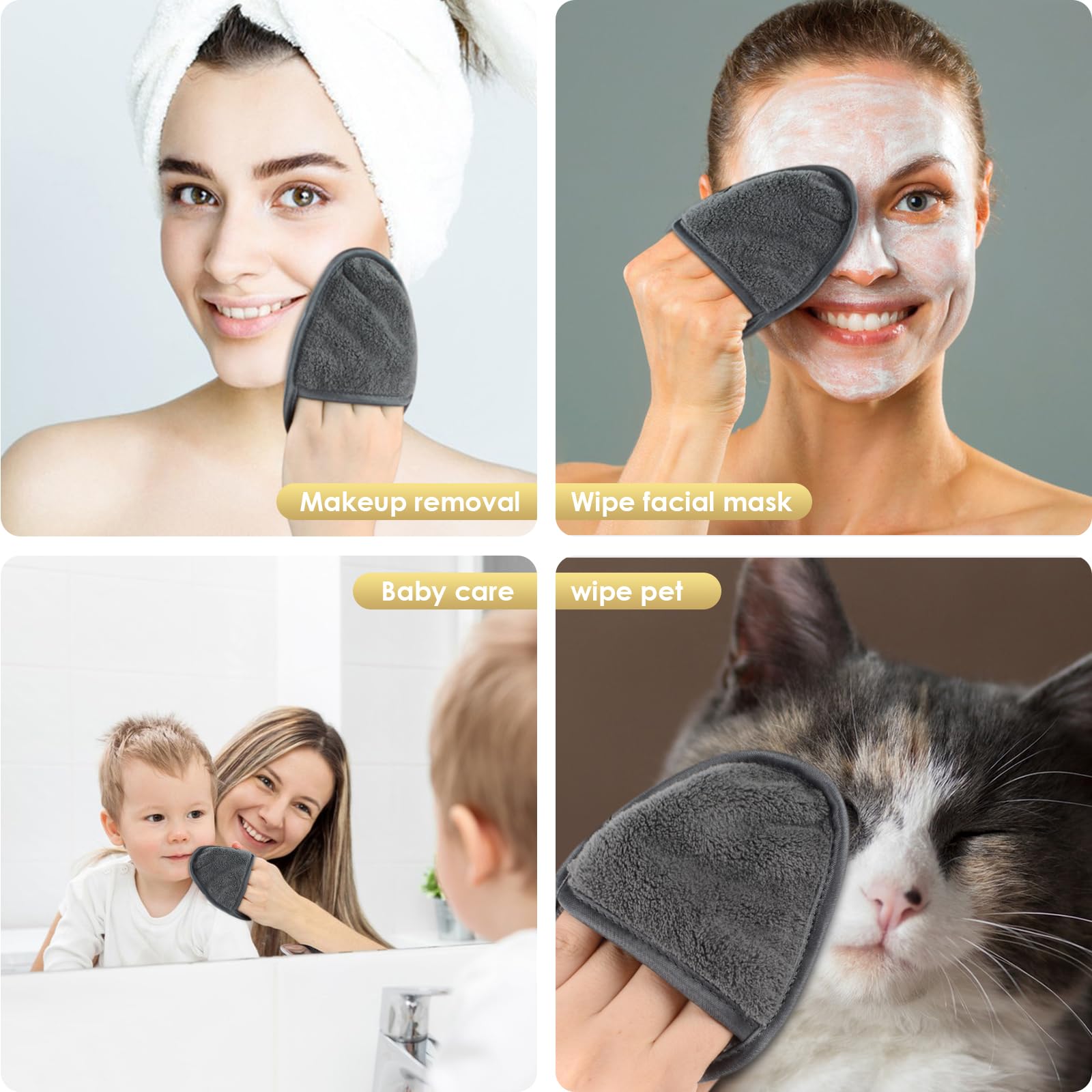 Sinland Reusable Makeup Remover Pads For Face,Eye,Lips Microfiber Gentle Facial Cleansing Cloths For All Skin Types Friendly For