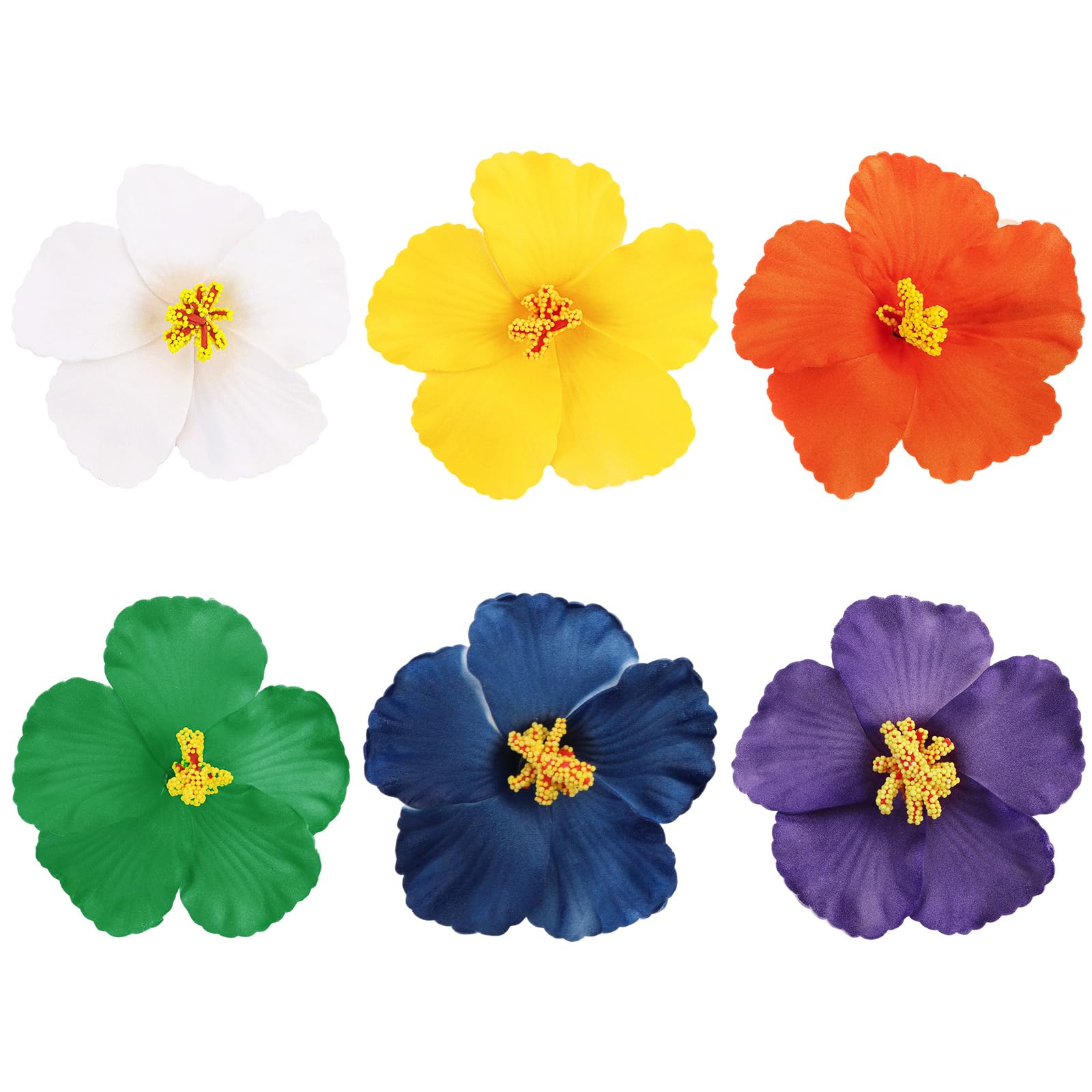 Wecoe 6pcs Colorful Hawaiian Hibiscus Flower Hair Clips(Multicolor B)