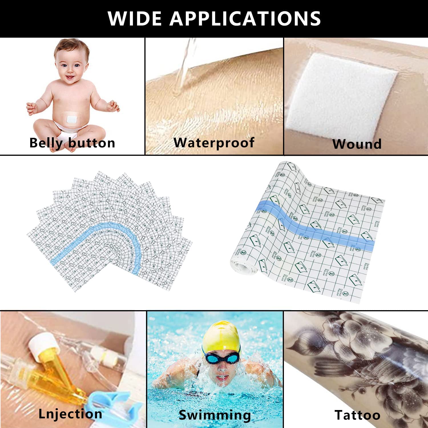 Tattoo Aftercare Waterproof Bandage Transparent Film Dressing Second Skin Healing Protective Clear Adhesive Bandages Tattoo Supp