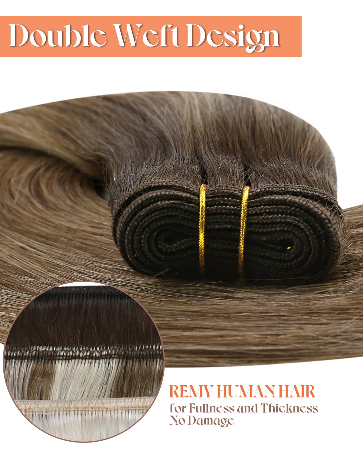 Sunny 120g Sew in Hair Extensions Real Human Hair Ombre Weft Hair Extensions Human Hair Dark Brown Ombre Caramel Blonde Balayage
