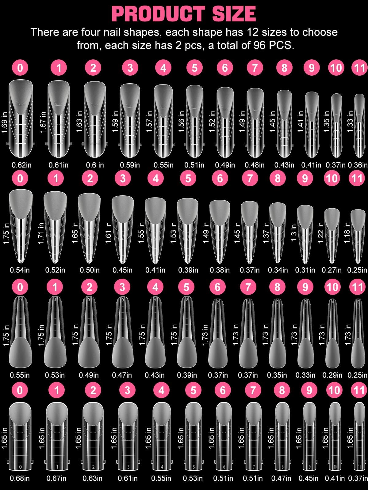Ebanku 120Pcs Dual Nail Forms For Poly Gel, Nail Mold Extension Forms Stiletto Almond Poly Nail Gel Nail System Forms False Nail