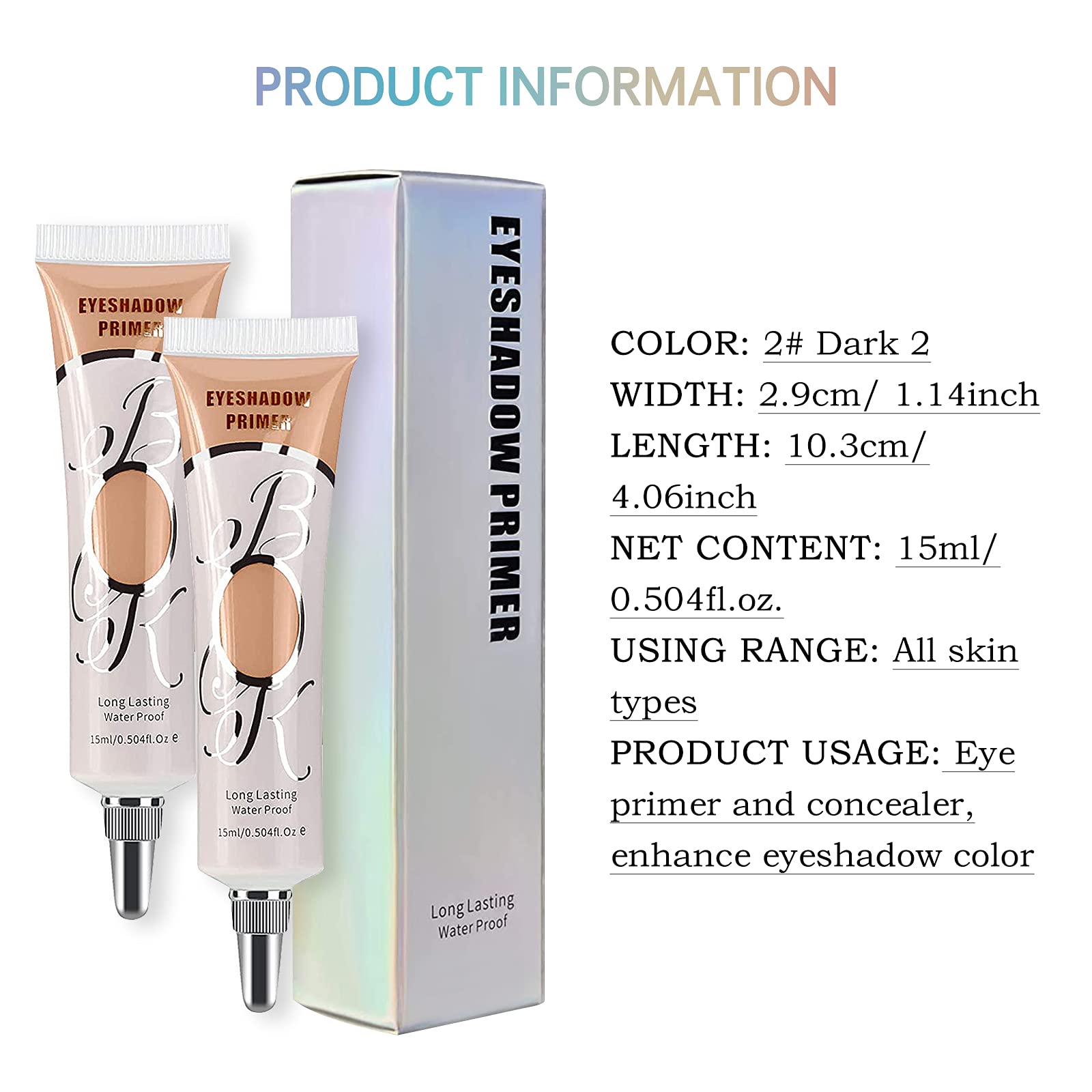 Lokfar 2 Pack Matte Eyeshadow Primer For Oily Lids Black Eyeshadow No Crease Eye Primer Makeup Eyeshadow Base Waterproof & Smudg