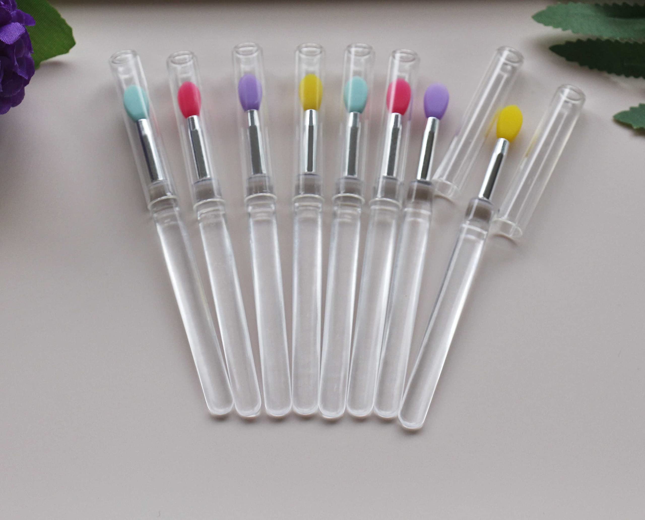 Lormay Silicone Lip Brushes With Transparent Handles And Caps. Perfect Tools For Applying Cream Lip Mask, Eyeshadow, And Lipstic