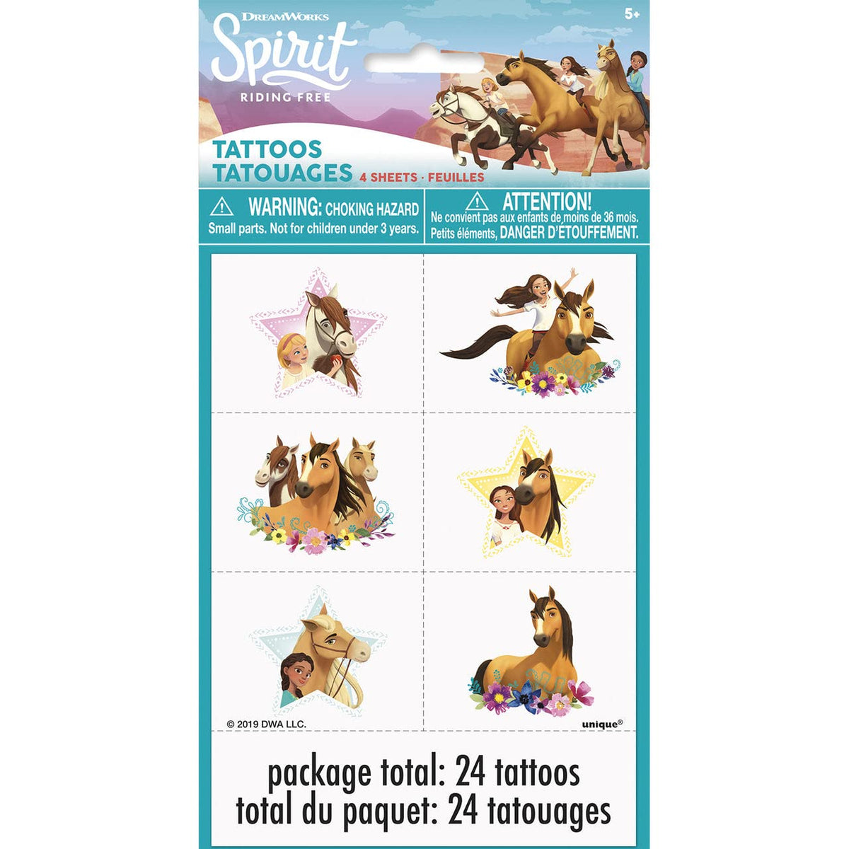Spirit Riding Free Temporary Tattoos - Assorted Designs, 24 Pcs ...