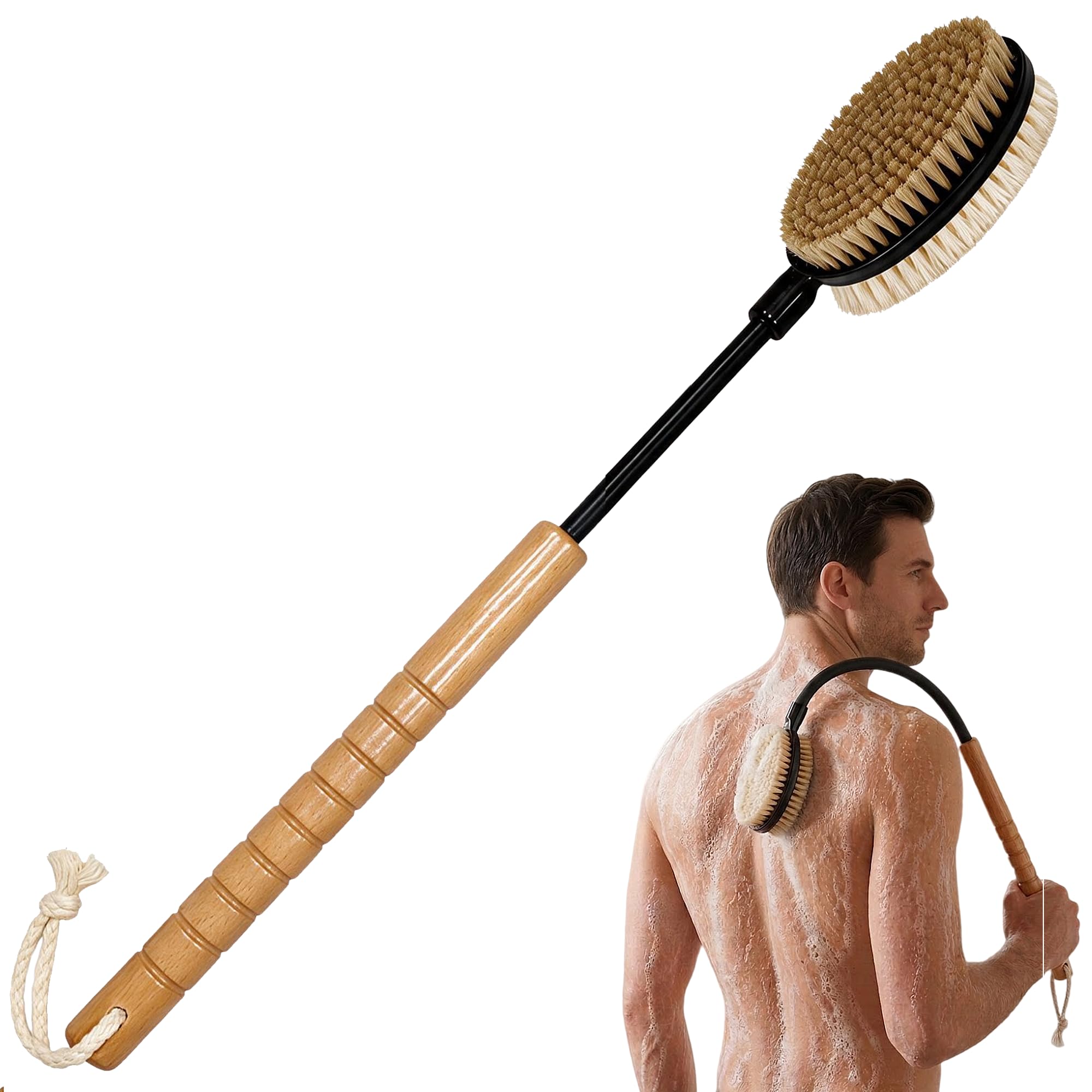 Gobiteli 24 Back Scrubber with Soft and Stiff Bristles for Shower