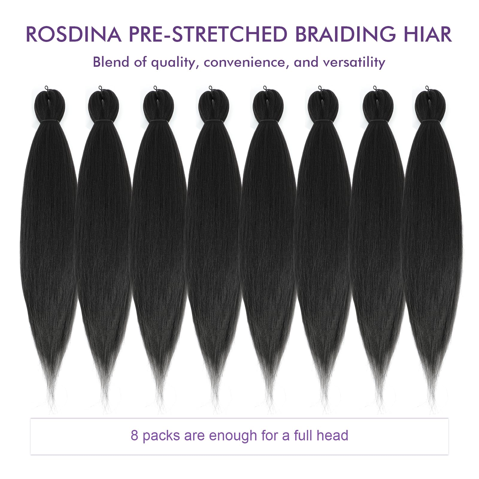 Rosdina Pre-Stretched Braiding Hair - 30 Inch 8 Packs Dark Brown Super Long Braiding Hair For Twist Or Box Braids, Yaki Texture
