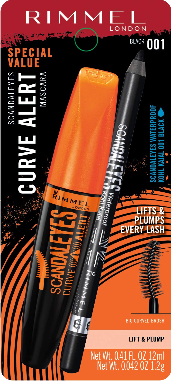 Rimmel Scandaleyes Curve Alert Mascara With Scandaleyes Waterproof Kohl Kajal Liner, 1 Set, Combo