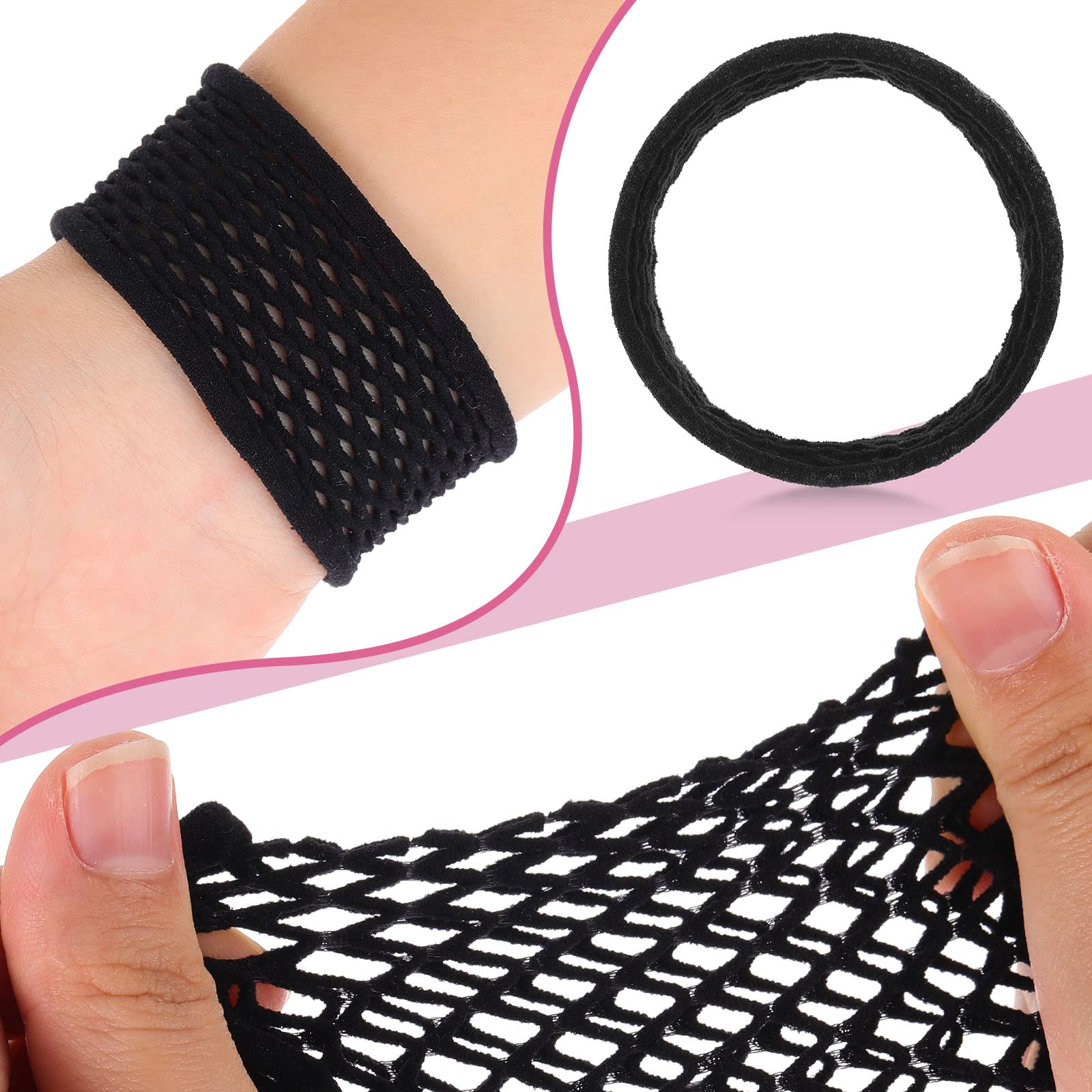 Chuangdi 20 Pieces Large Cotton Hair Ties Thick Hollow Cotton Stretch Ponytail Ties Netted Sport Elastics Scrunchies for Thick H