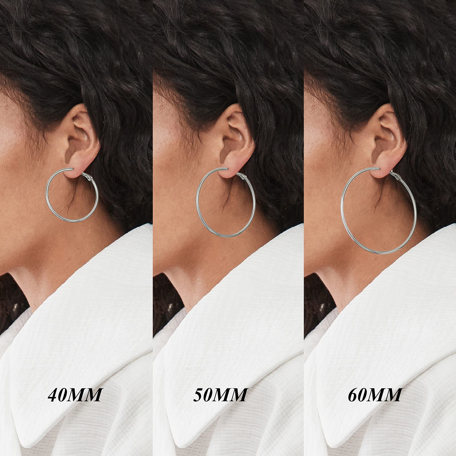 Big Silver Hoop Earrings for Women Hypoallergenic 925 Sterling Silver Post Thin Loop 14K Gold Plated Hoop Earrings Set for Girls