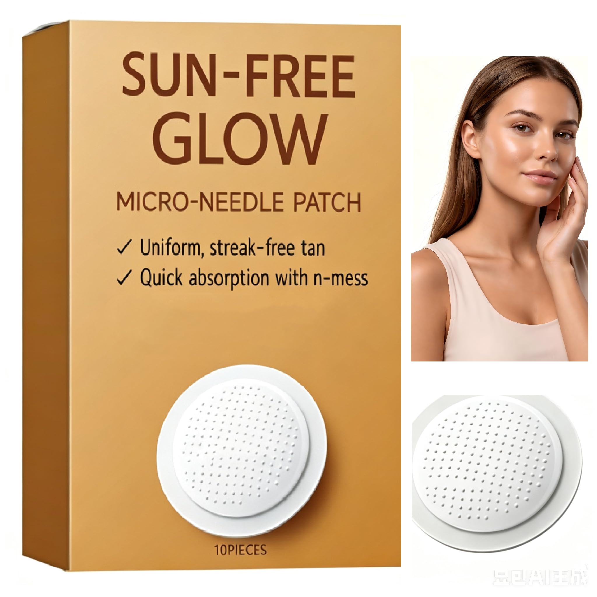 PurevLab SunFree Glow Patch for Women & Men, Round MicroTip Self Tanning Patches for Natural Bronzed Skin,Peel and Place Beaut