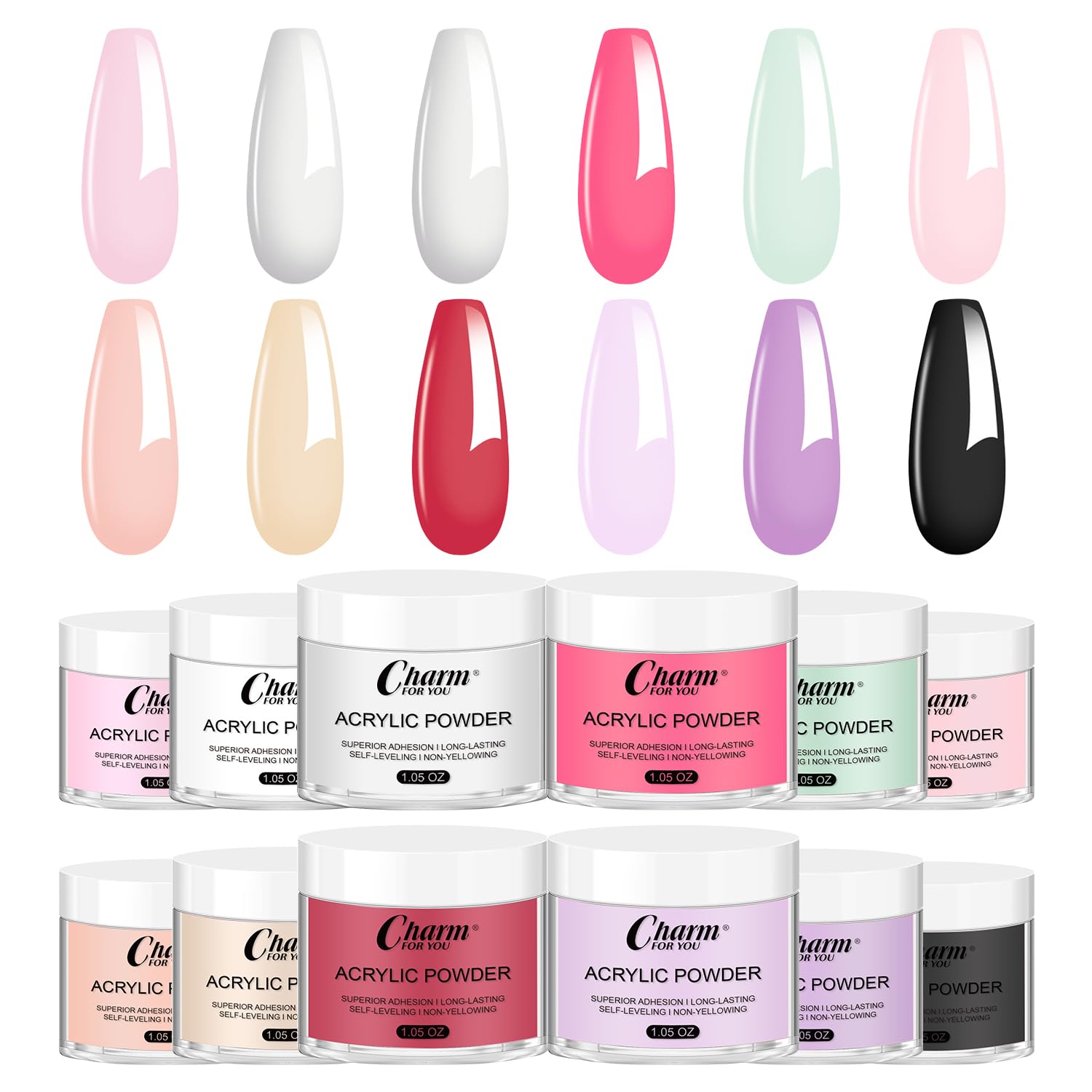 VERONNI Acrylic Nail Kit,14 Colors Acrylic Nail Powder Set for Acrylic Nail Extension 3D Carving for Nail Art Lover Beginner 30g