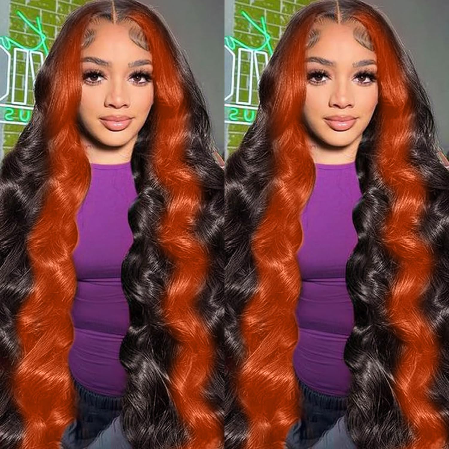 13x6 Lace Front Wigs Human Hair Pre Plucked 200% Density 13x6 HD Body Wave Lace Front Wig For Women Ginger Colored Wig Human Hai