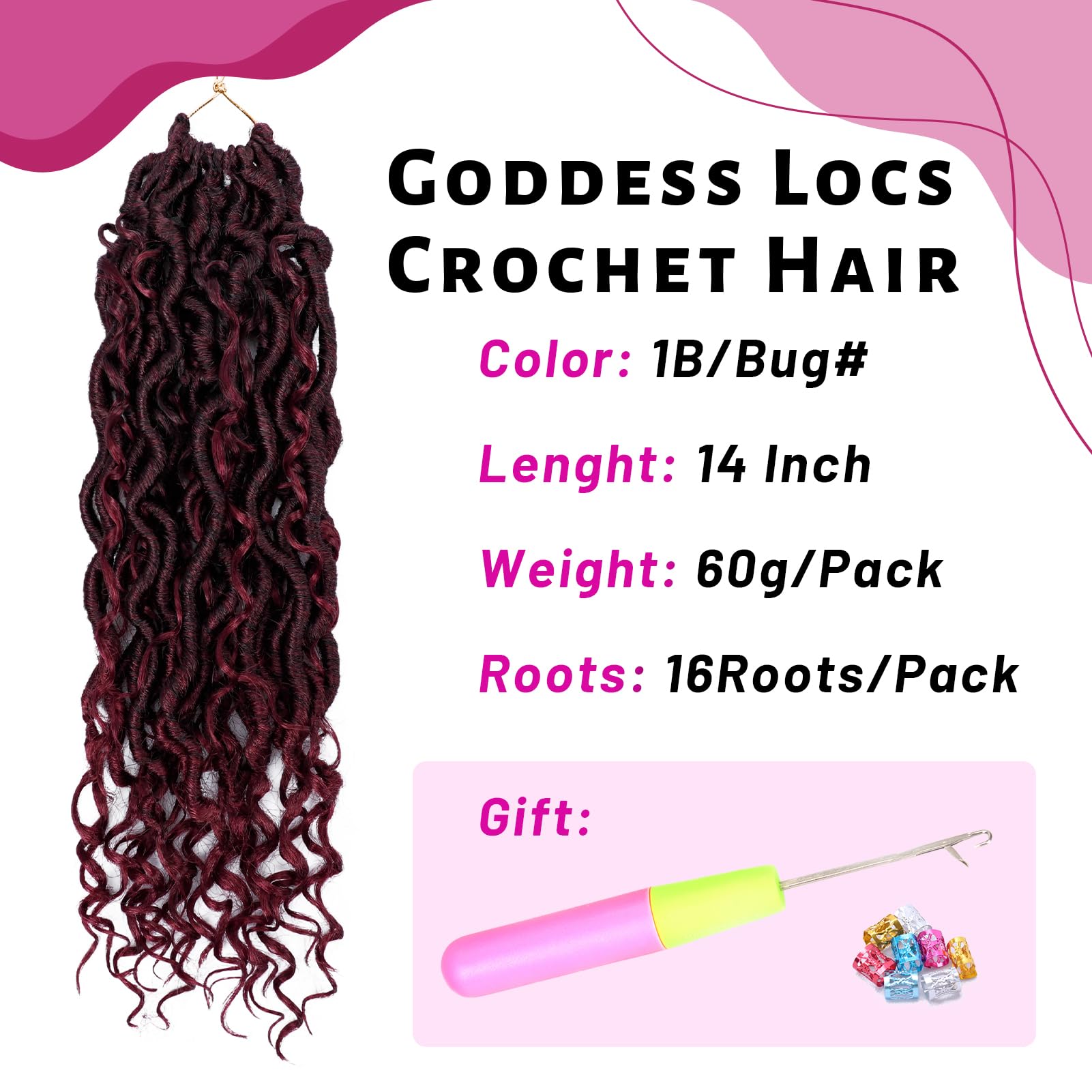 Faux Locs Crochet Hair 14 Inch Boho Goddess Locs Crochet Hair 7 Packs Pre Looped Crochet Hair For Black Women River Locs Crochet