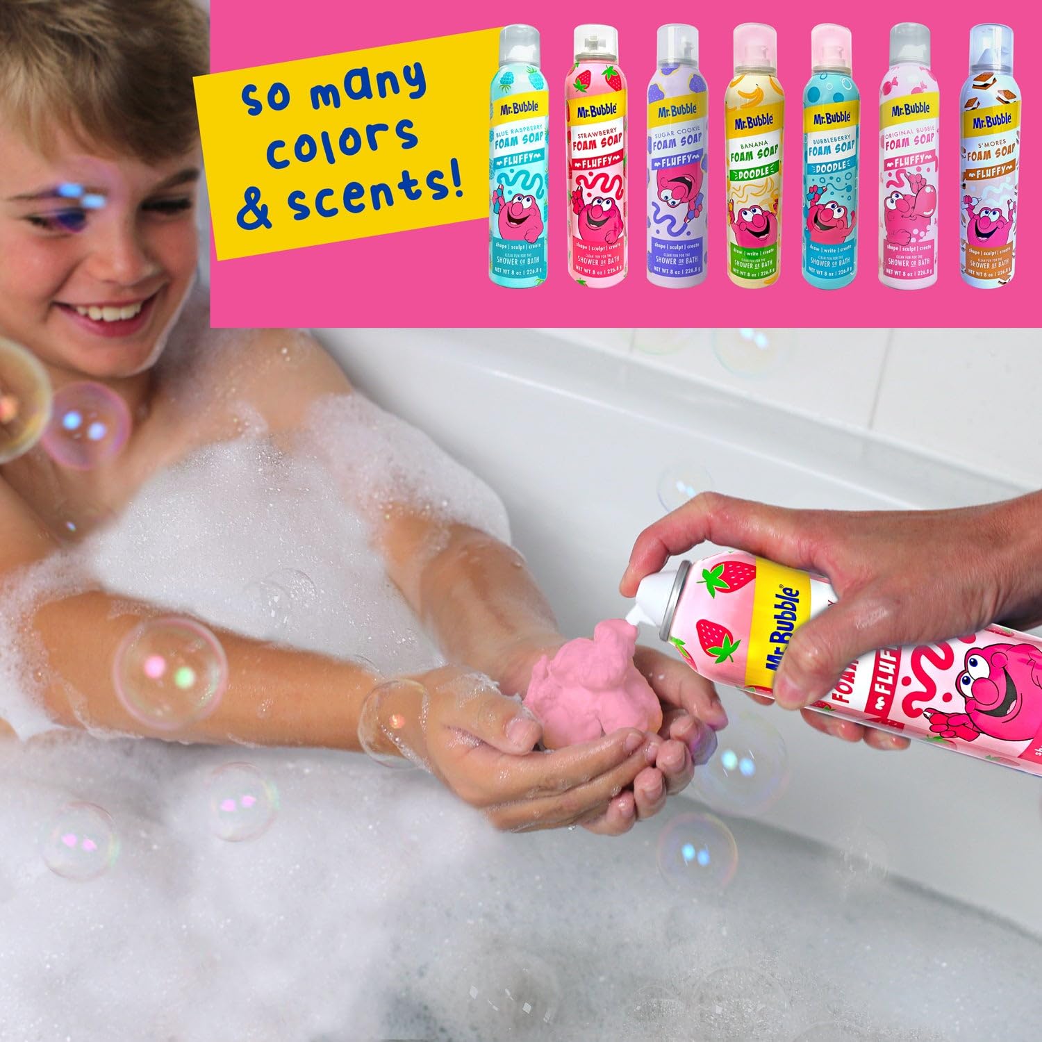 Mr. Bubble Twin Pack Foam Soap - Sculpt And Draw In The Tub; Soft, Moldable, Gentle, Scented Foam (Pack Of 2, 8 Fl Oz Each)
