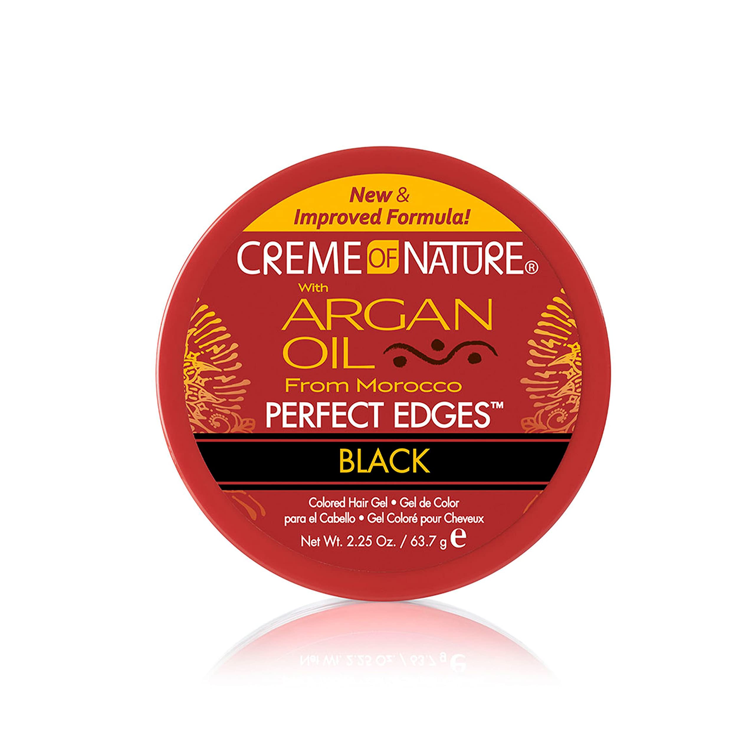 Creme of Nature with Argan Oil From Morocco Perfect Edges Hair Gel, 24 Hour Hold with Moisture and Exotic Shine, Black, 2.25 Oz 