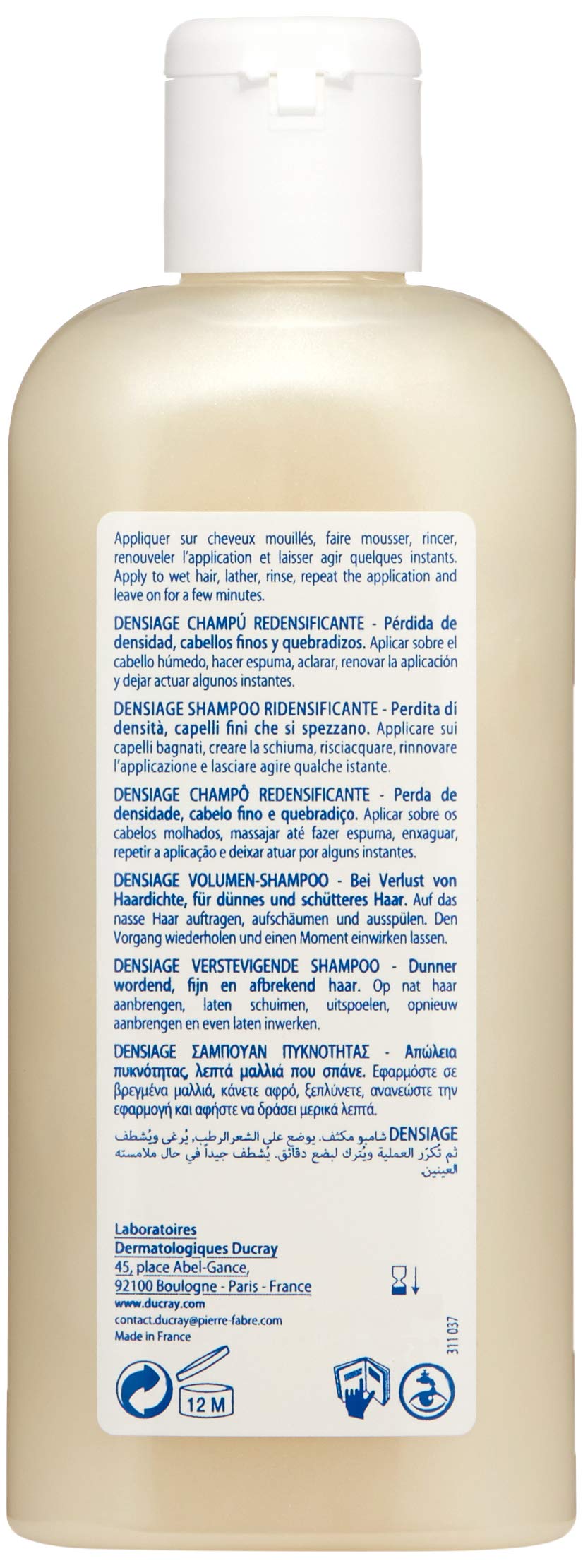 Ducray Densiage Redensifying Shampoo, Enhance Strength & Density, Brittle Aging Hair, 6.7 oz.
