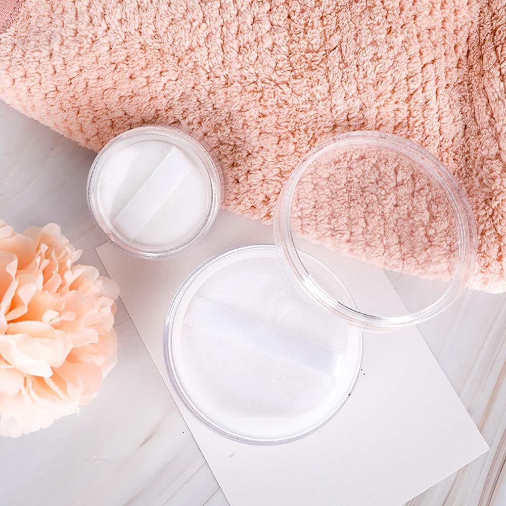 2 Pcs 50g Empty Loose Powder Case Transparent Face Powder Box Refillable Makeup Cosmetic Powder Container with Powder Puff, Sift