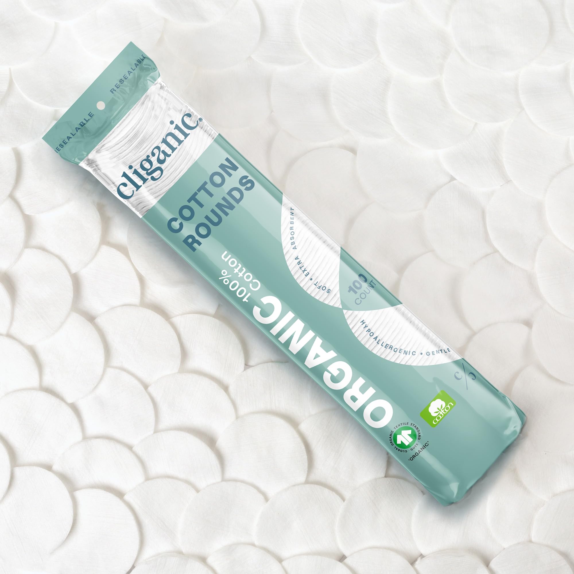 Cliganic Organic Cotton Rounds (300 Count) Makeup Remover Pads, Hypoallergenic, Lint-Free  100% Pure Cotton