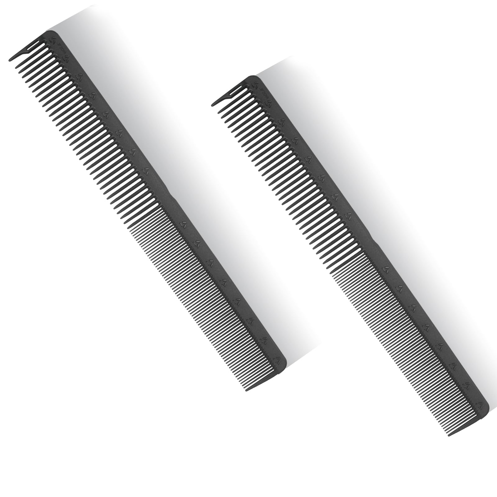 PERFEHAIR 2-Pack Professional Round Tooth Hair Cutting Comb - 8.6 Inch, Black Carbon Fiber Anti-Static & Heat Resistant, Durable