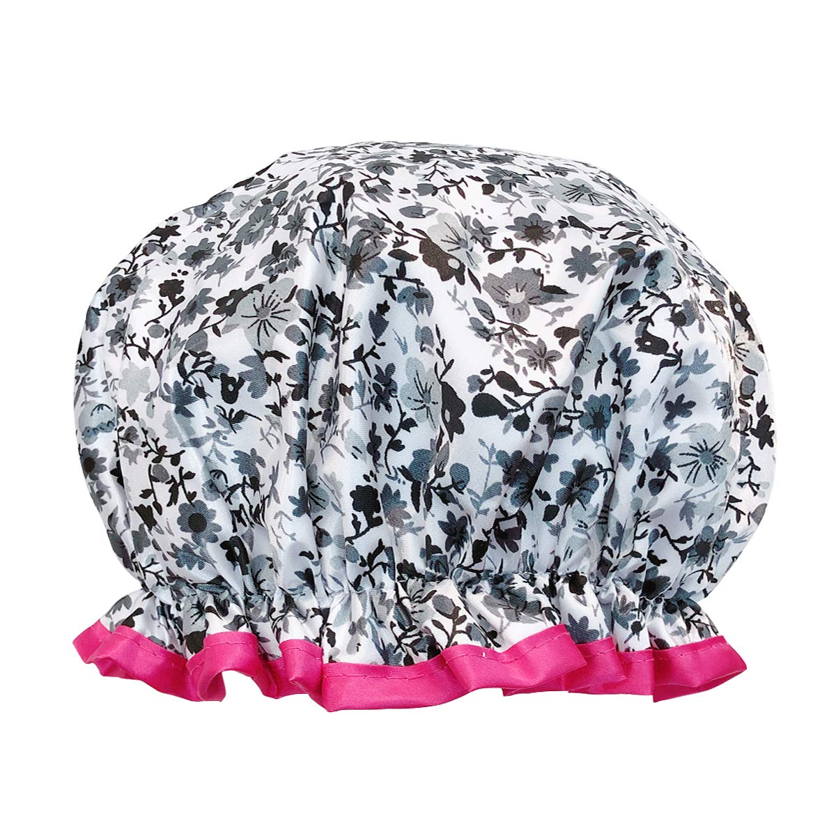 Allydrew Reusable Women'S Waterproof Shower Caps For Long Hair, Gray Pansies