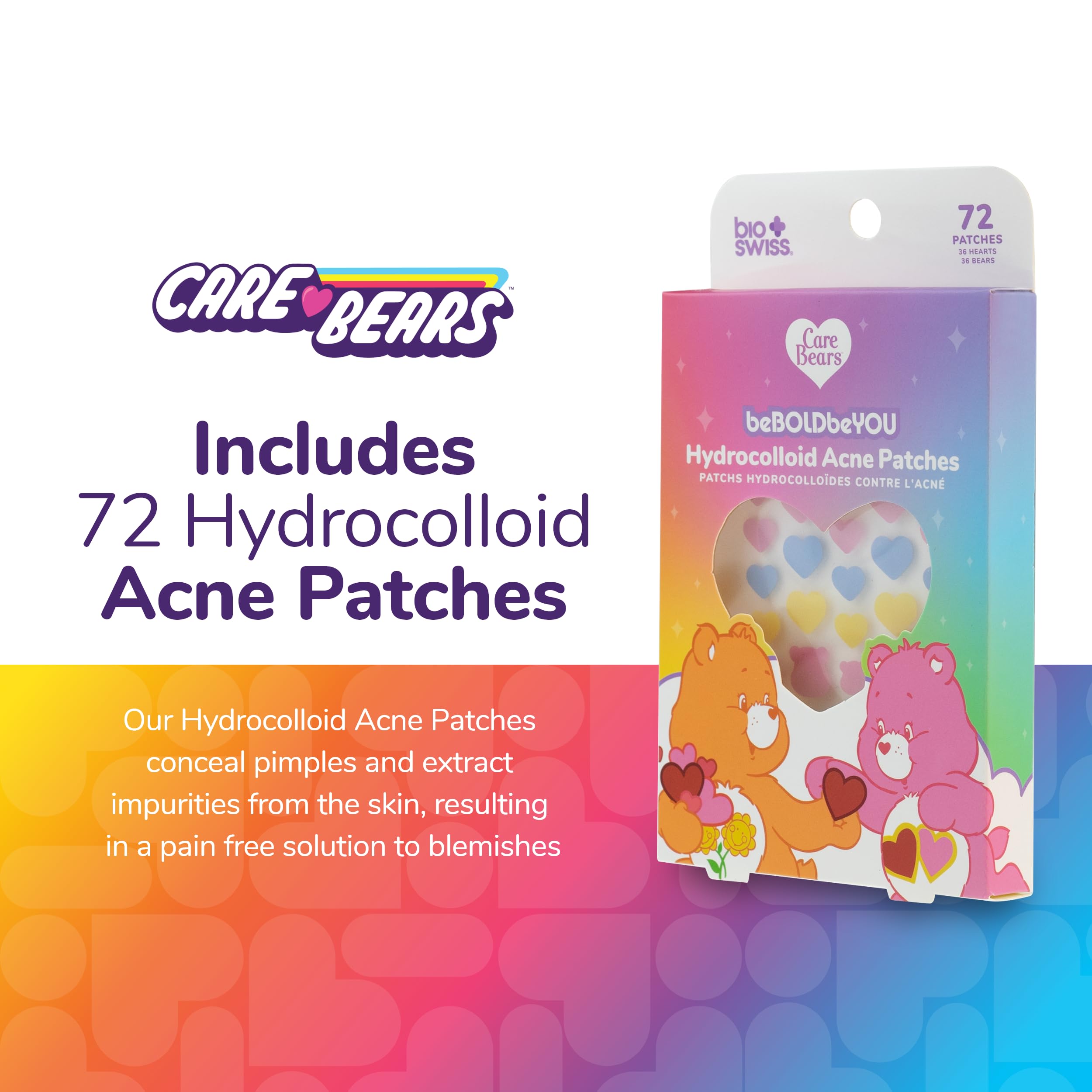 Bioswiss Pimple Patches, Care Bears Heart And Bear Shaped Acne Patch For Zits And Blemishes, Hydrocolloid Spot Stickers For Face